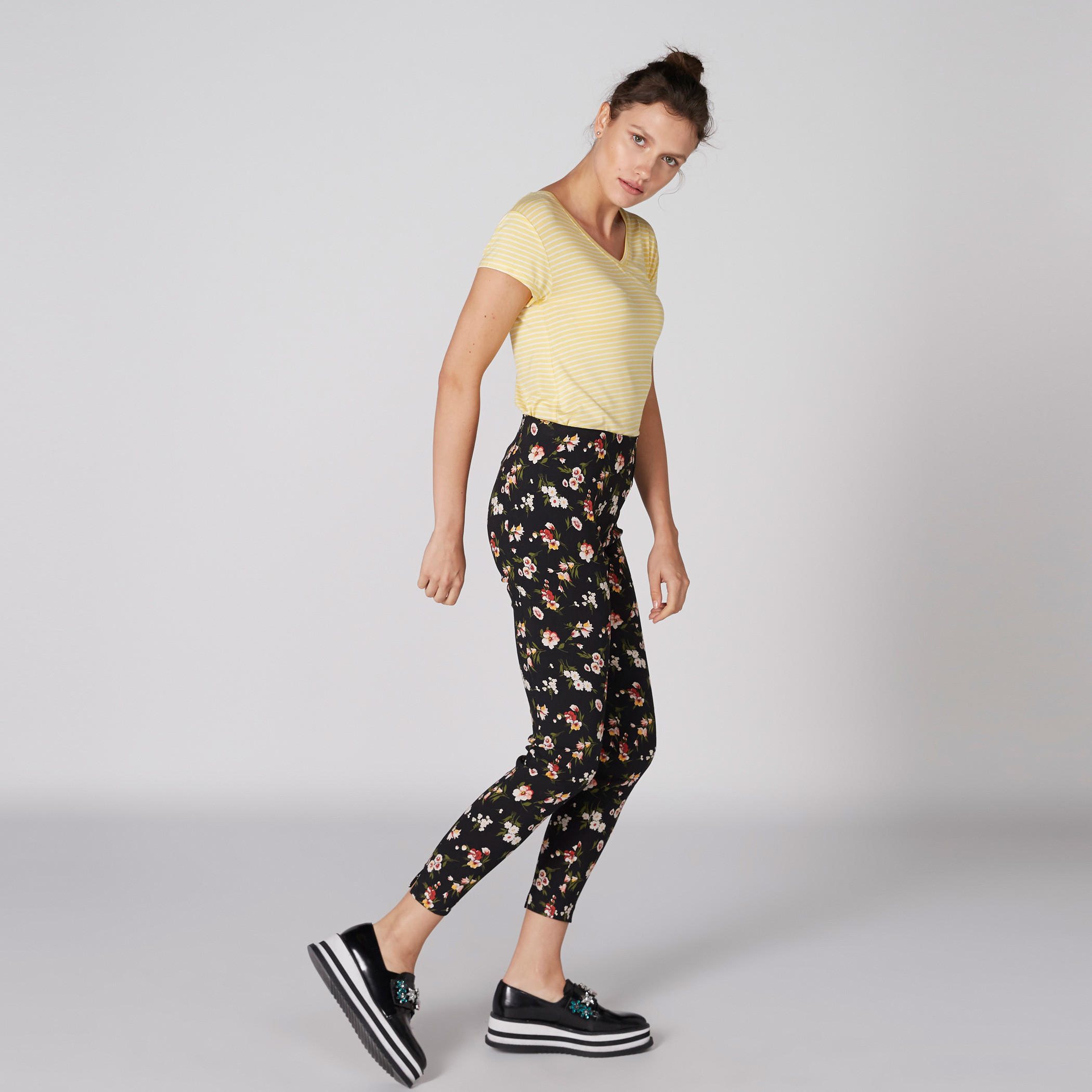 Floral Printed Jeggings with Elasticised Waistband and Slit Detail-women-clothing-bottoms-leggings-image-1