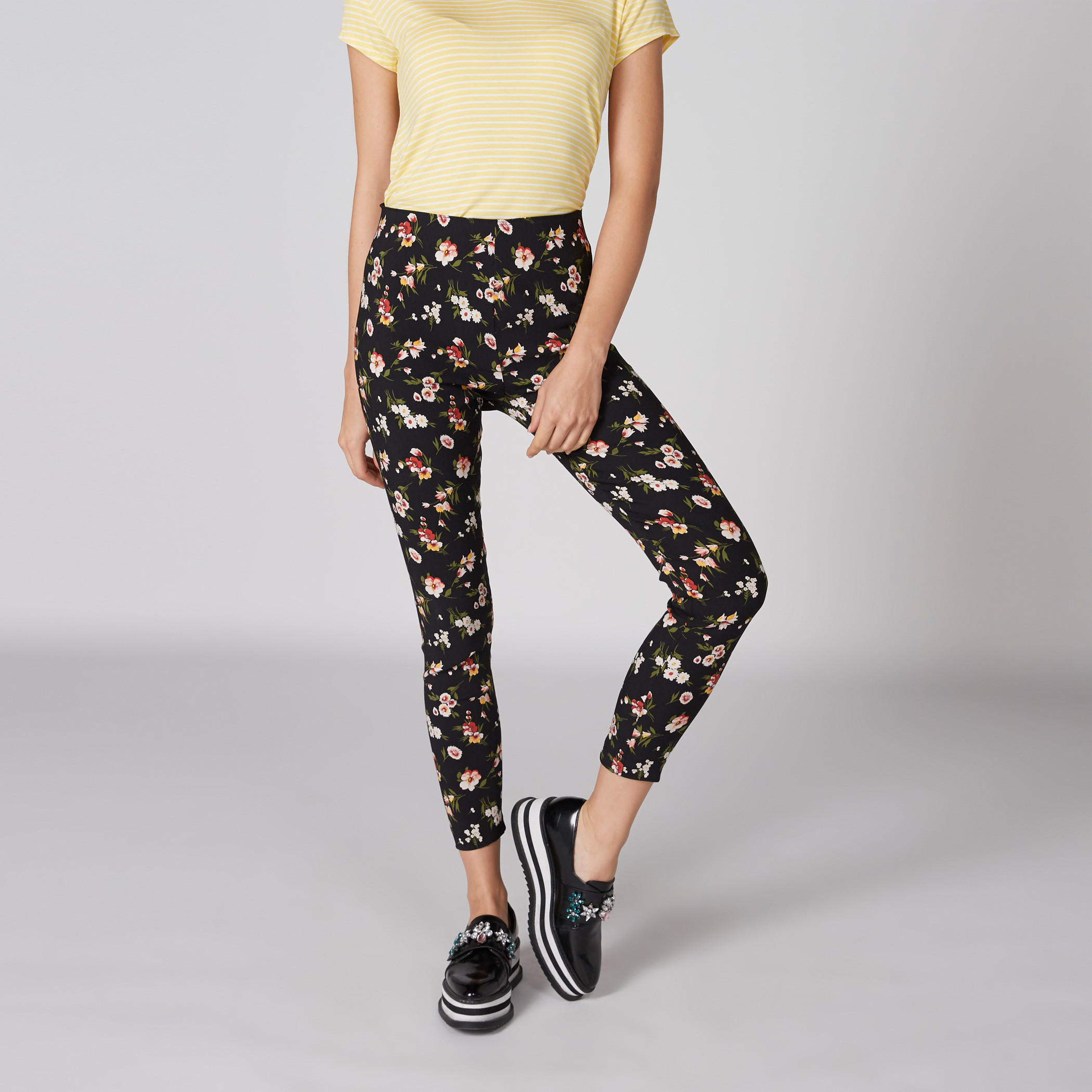 Floral Printed Jeggings with Elasticised Waistband and Slit Detail-women-clothing-bottoms-leggings-image-3