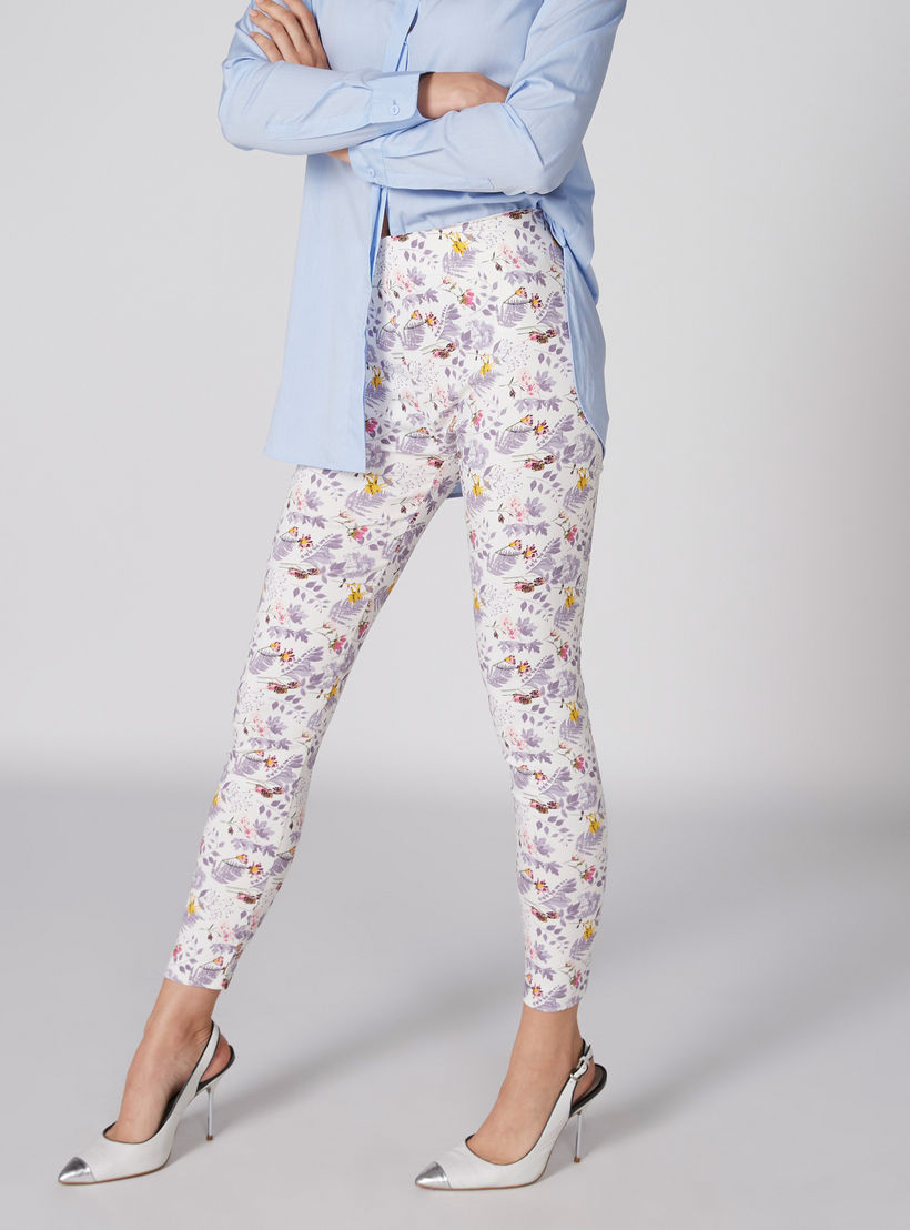 بنطال قصير بقصّة ضيّقة وفتحة وطبعات أزهار-women-clothing-bottoms-leggings-image-3