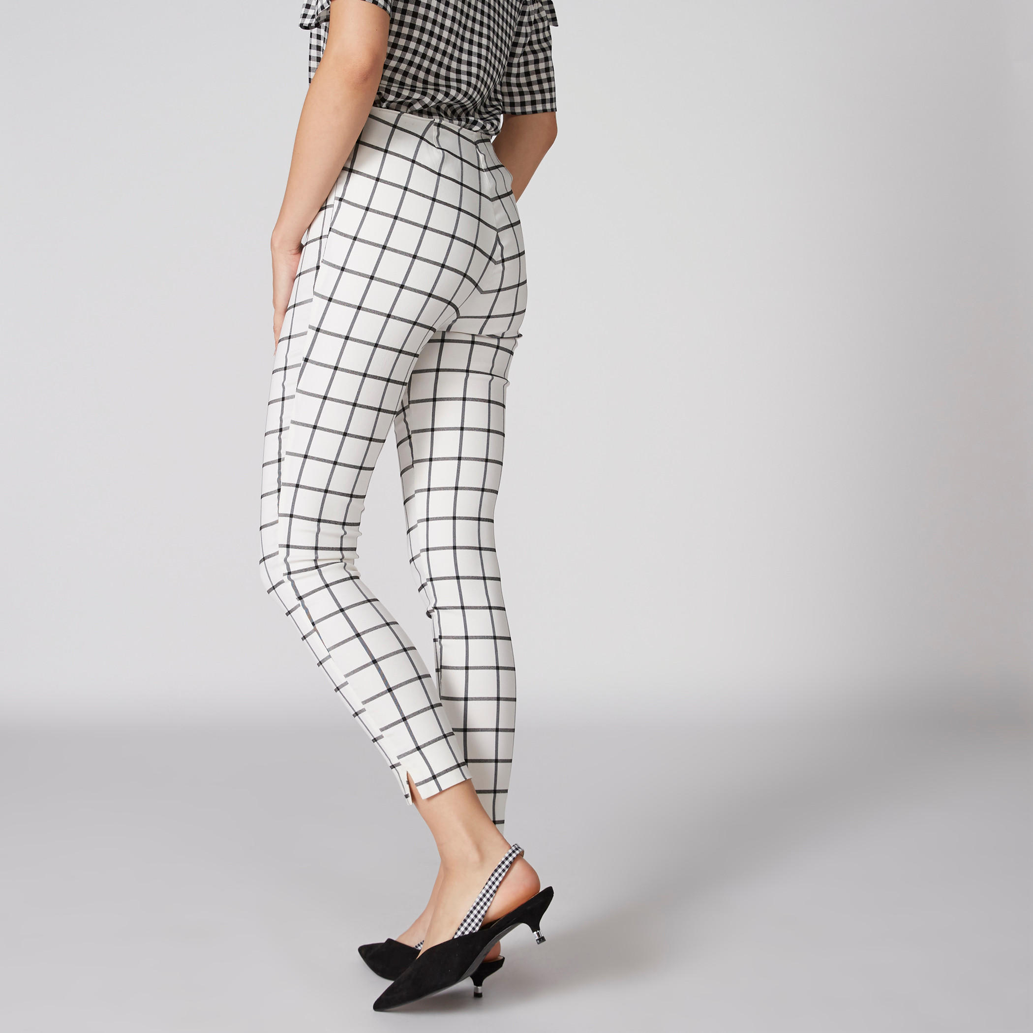 سروال طويل كاروهات بفتحة جانبية-women-clothing-bottoms-trousers-image-2