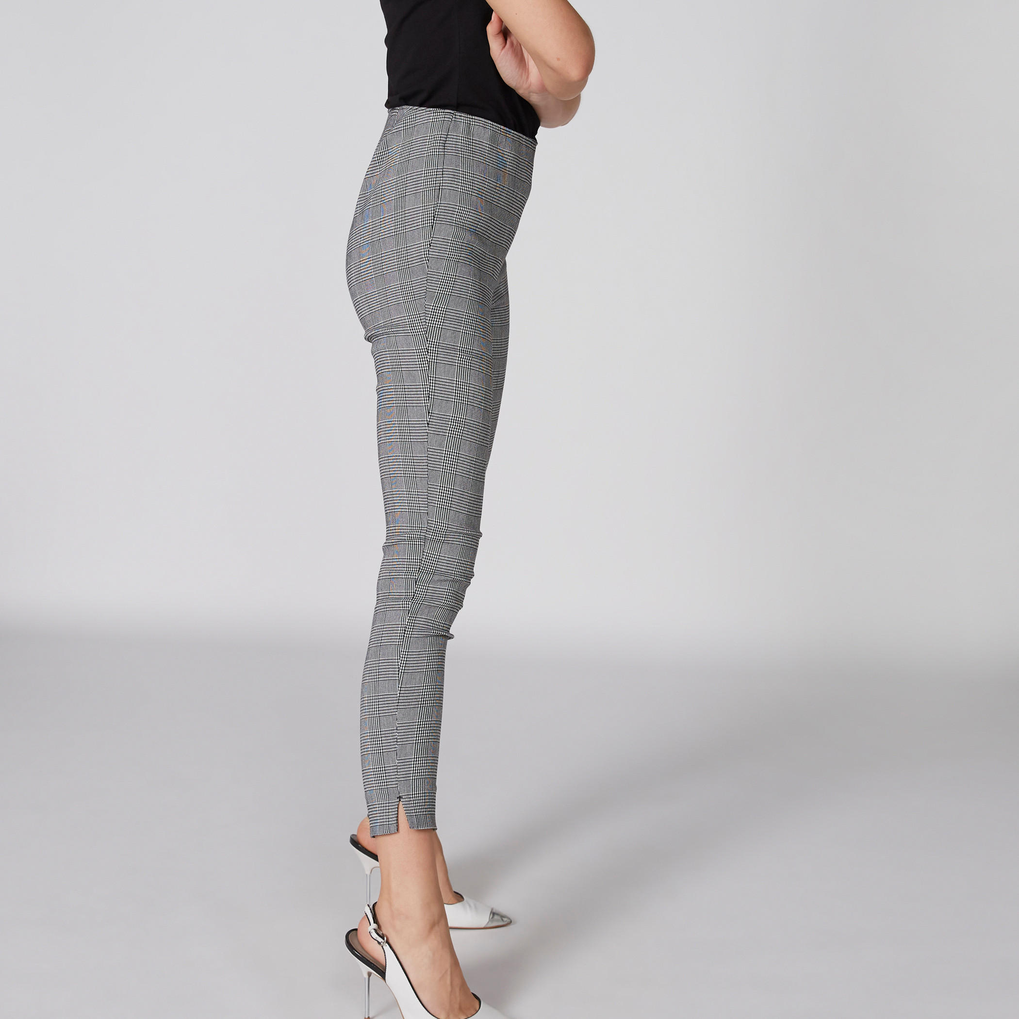 بنطال طويل كاروهات بقصّة ضيّقة وسحاب إغلاق وفتحة-women-clothing-bottoms-leggings-image-5