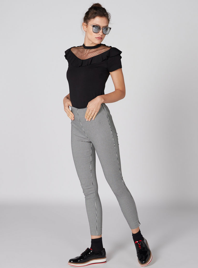 بنطال طويل كاروهات بقصّة ضيّقة وسحاب إغلاق وفتحة-women-clothing-bottoms-leggings-image-1