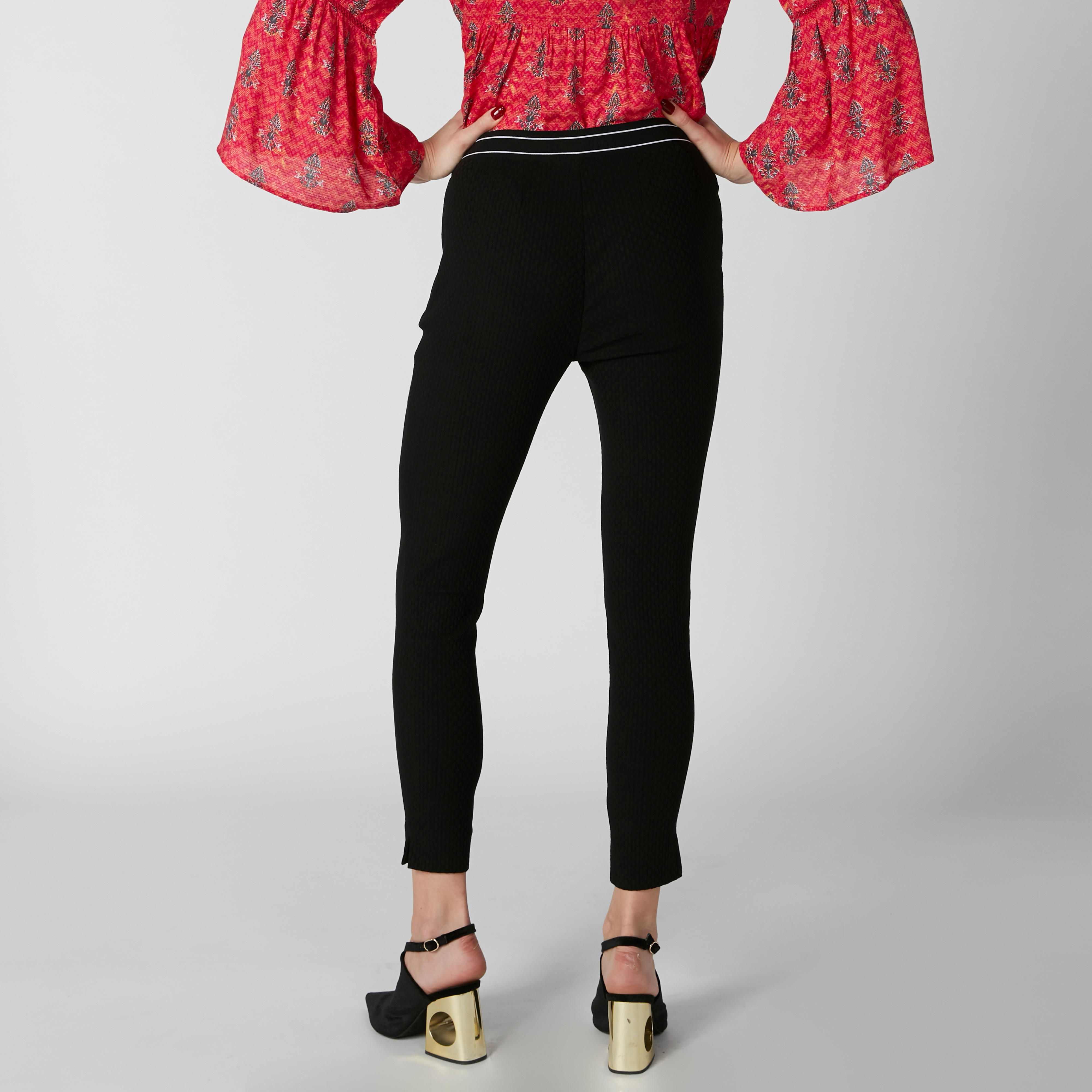 Textured Mid-Rise Pants in Skinny Fit with Elasticised Waistband-women-clothing-bottoms-trousers-image-2