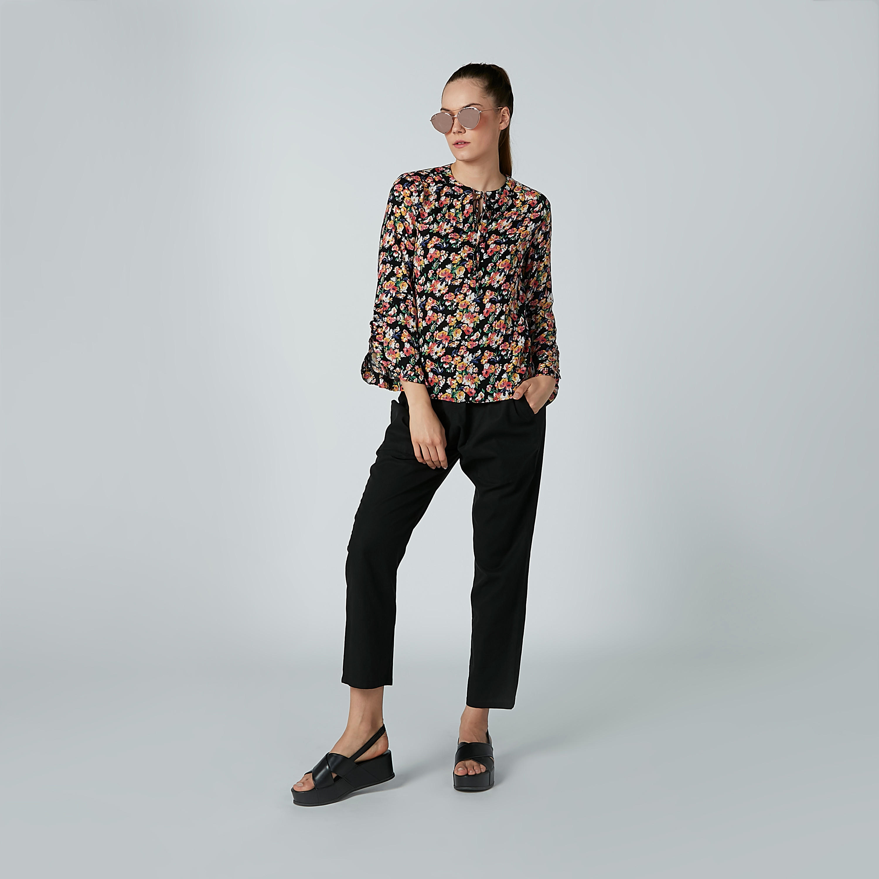 Solid Trousers with Paper Bag Waist and Pocket Detail-women-clothing-bottoms-trousers-image-2