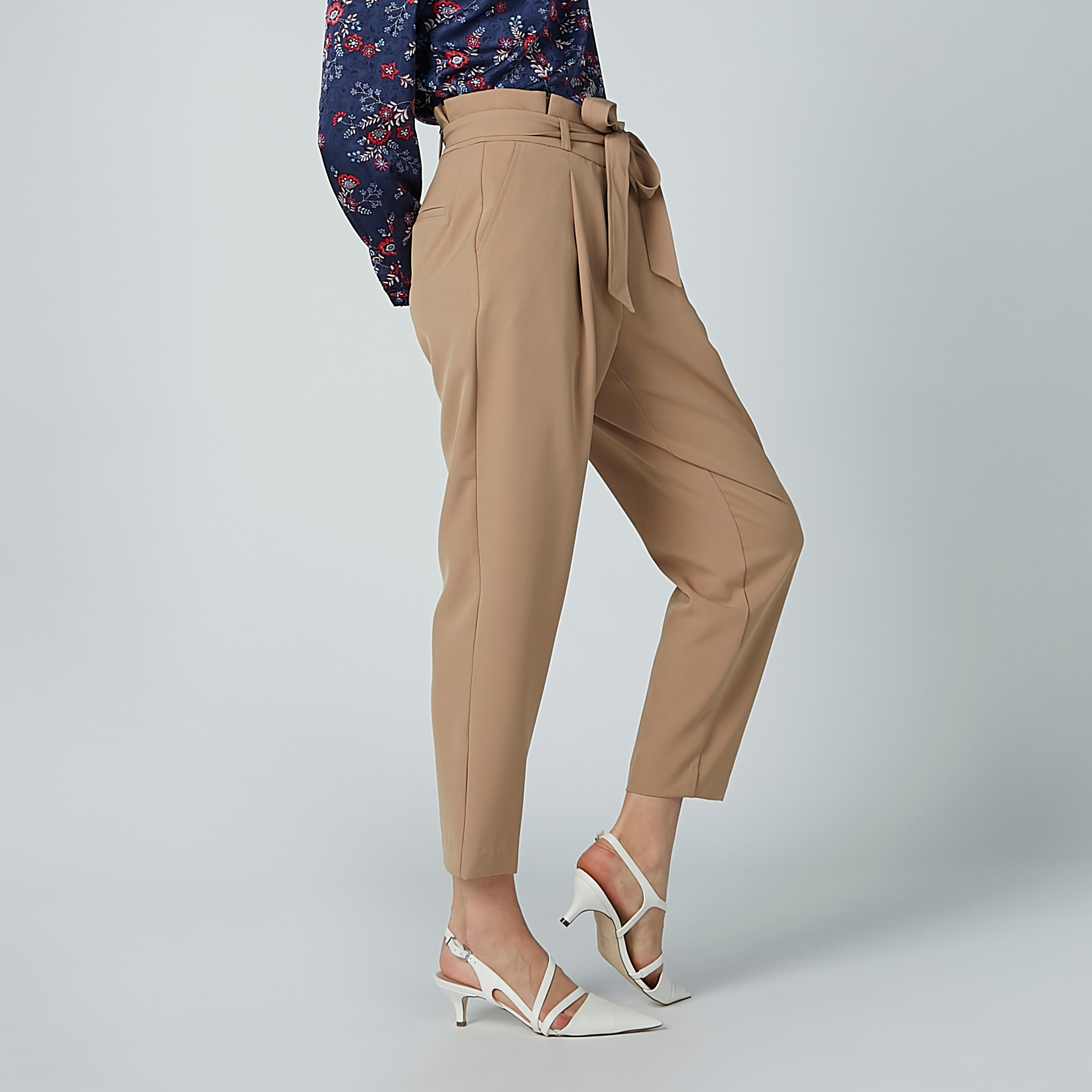 بنطال سادة بخصر بيبرباج وجيوب-women-clothing-bottoms-trousers-image-4