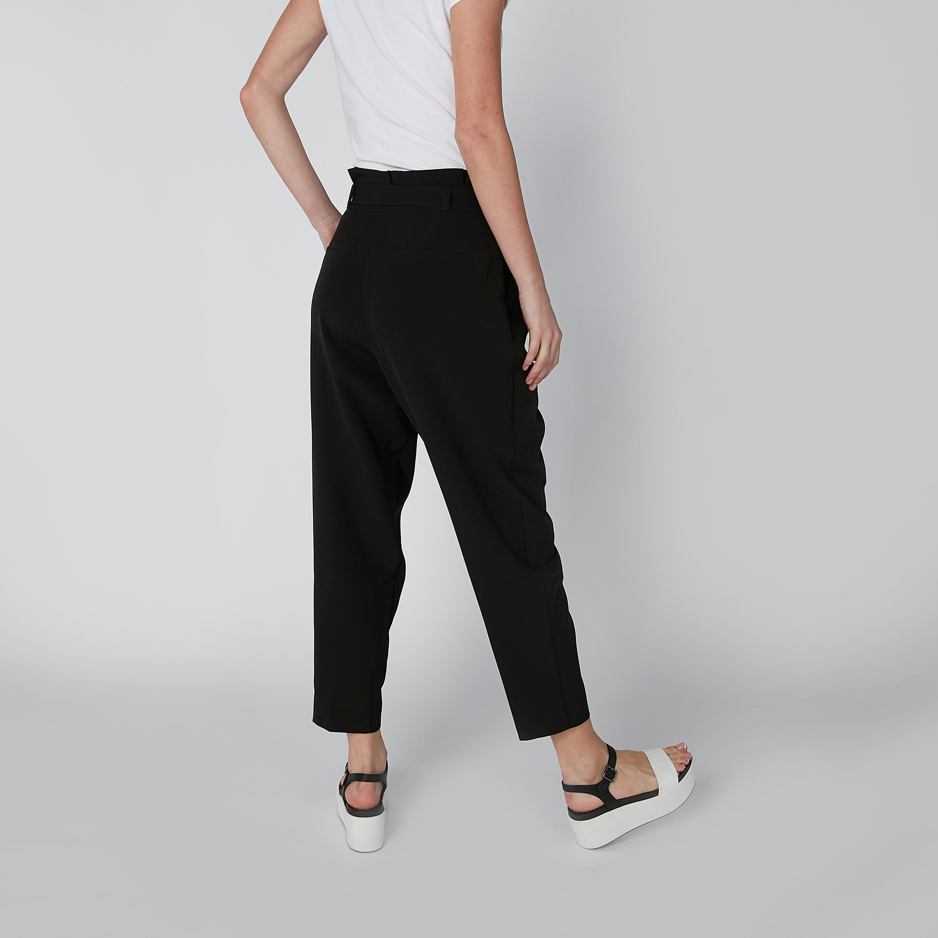 بنطال بخصر بيبر باج وحزام رباط وجيوب-women-clothing-bottoms-trousers-image-2