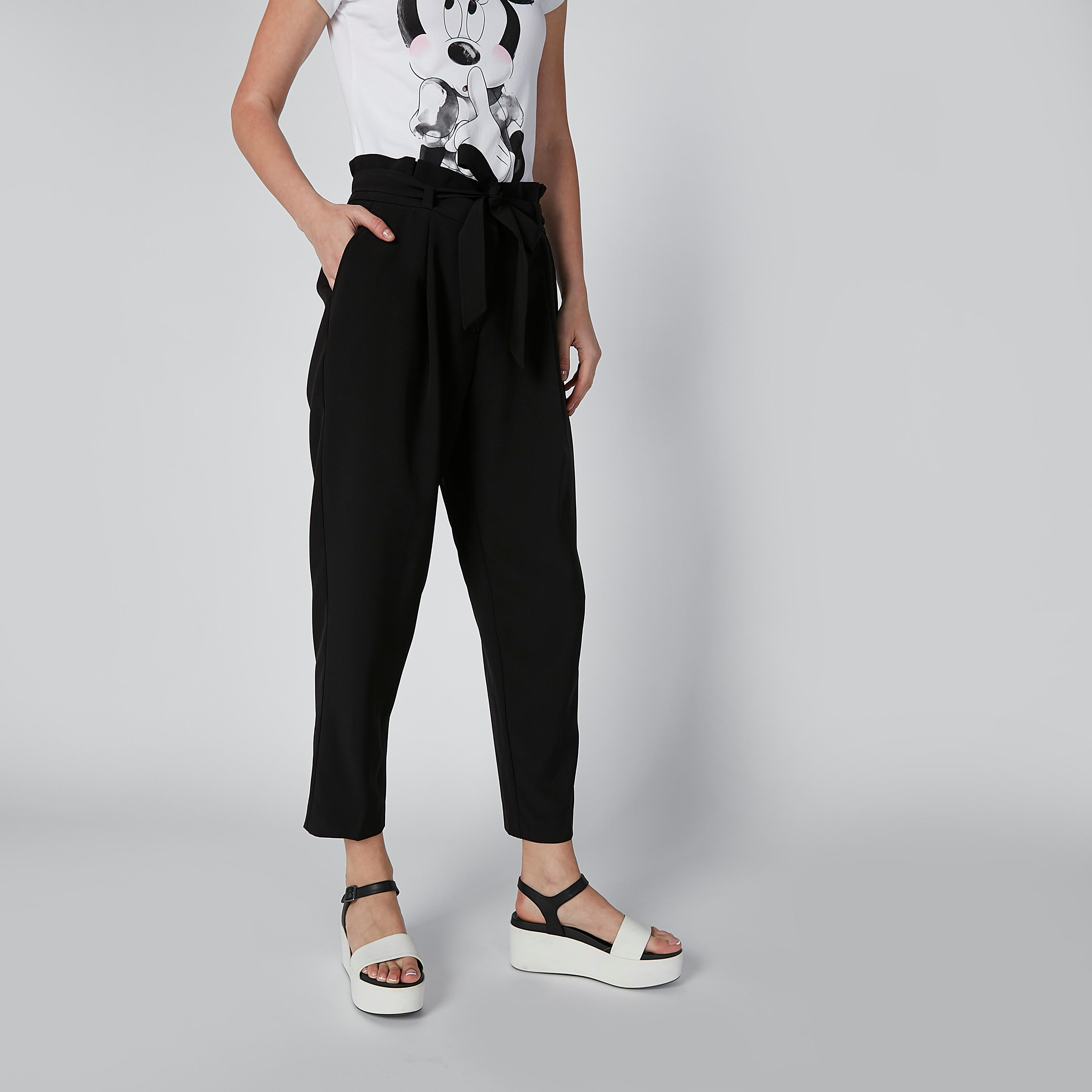 بنطال بخصر بيبر باج وحزام رباط وجيوب-women-clothing-bottoms-trousers-image-3