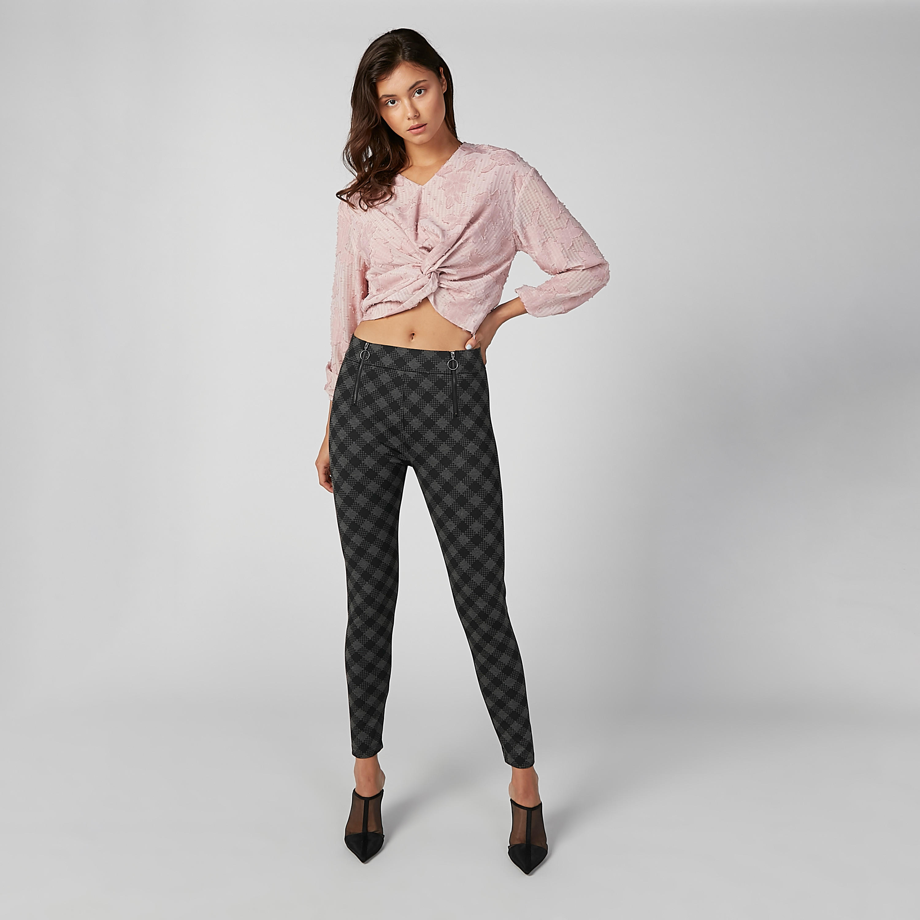 بنطال كاروهات سكيني بسحاب-women-clothing-bottoms-trousers-image-2