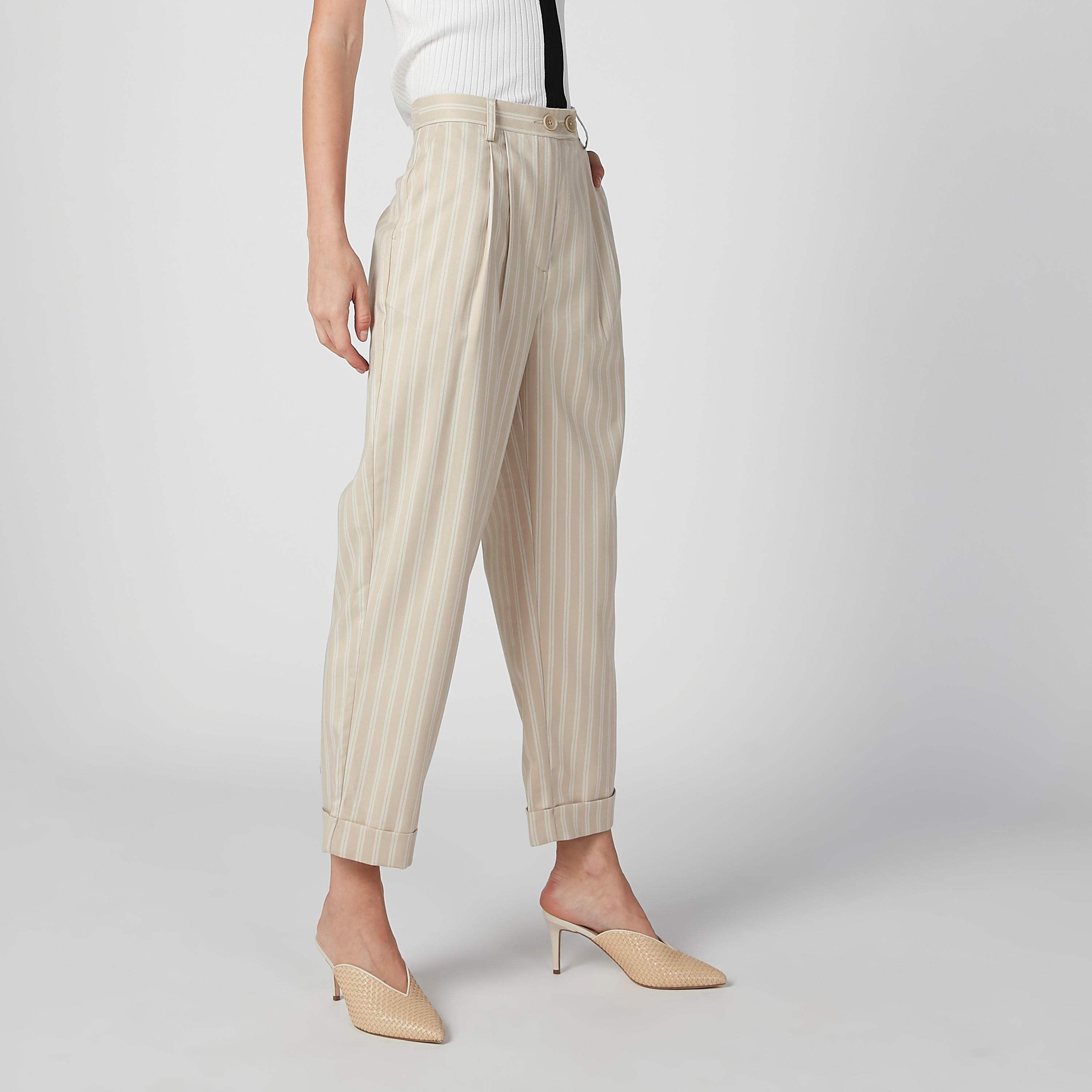 بنطال مقلّم بجيوب وعروات حزام-women-clothing-bottoms-trousers-image-4