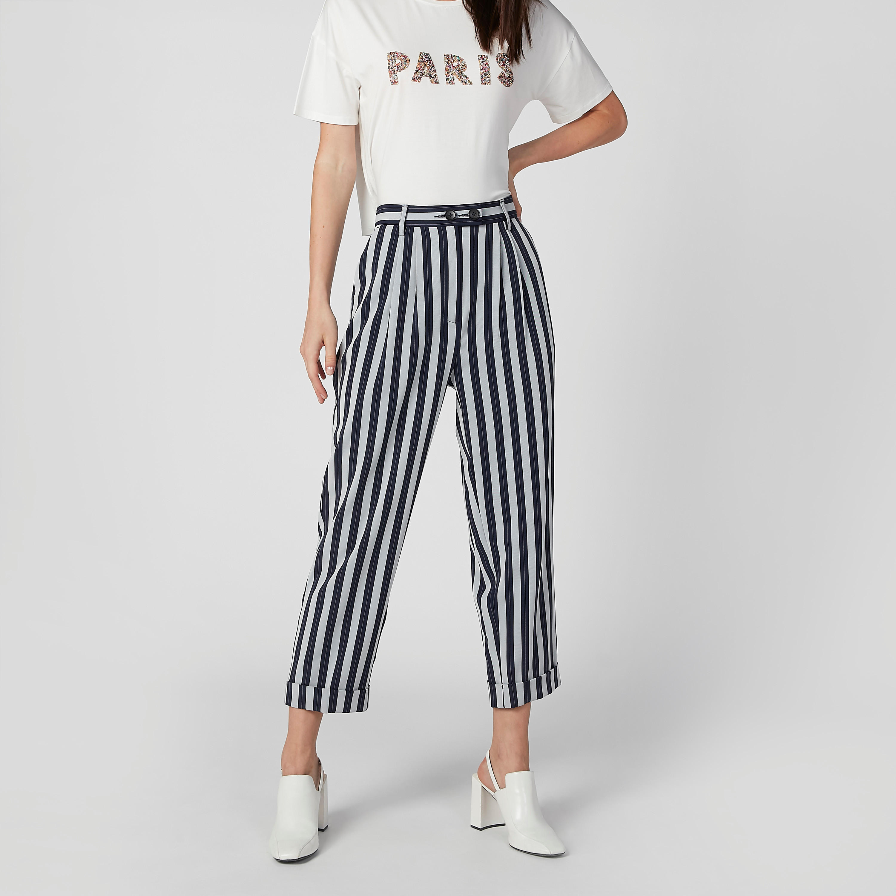 بنطال مقلّم بجيوب وعروات حزام-women-clothing-bottoms-trousers-image-3