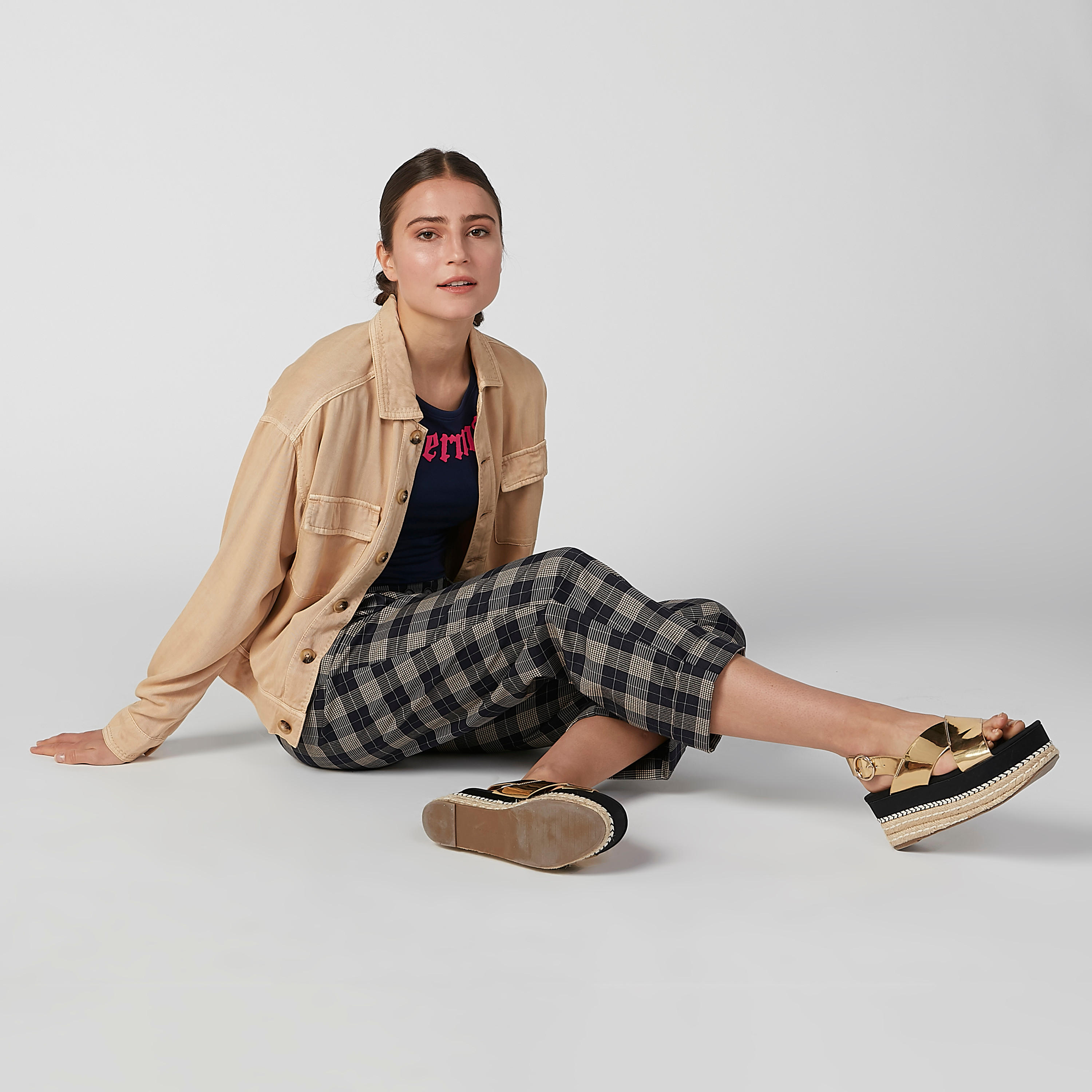بنطال كاروهات بجيوب وعروات حزام-women-clothing-bottoms-trousers-image-3