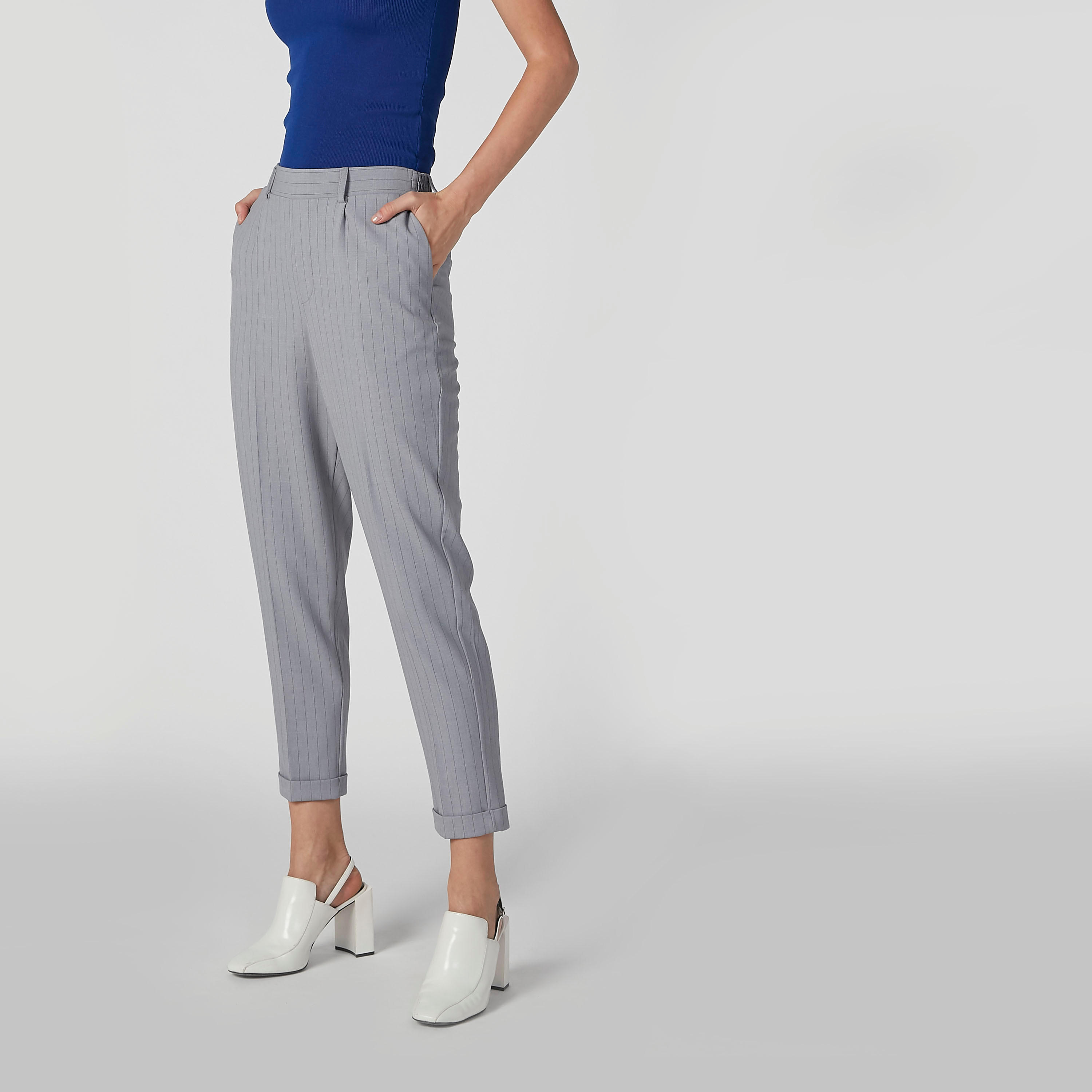 بنطال مقلّم بجيوب وعروات حزام-women-clothing-bottoms-trousers-image-4