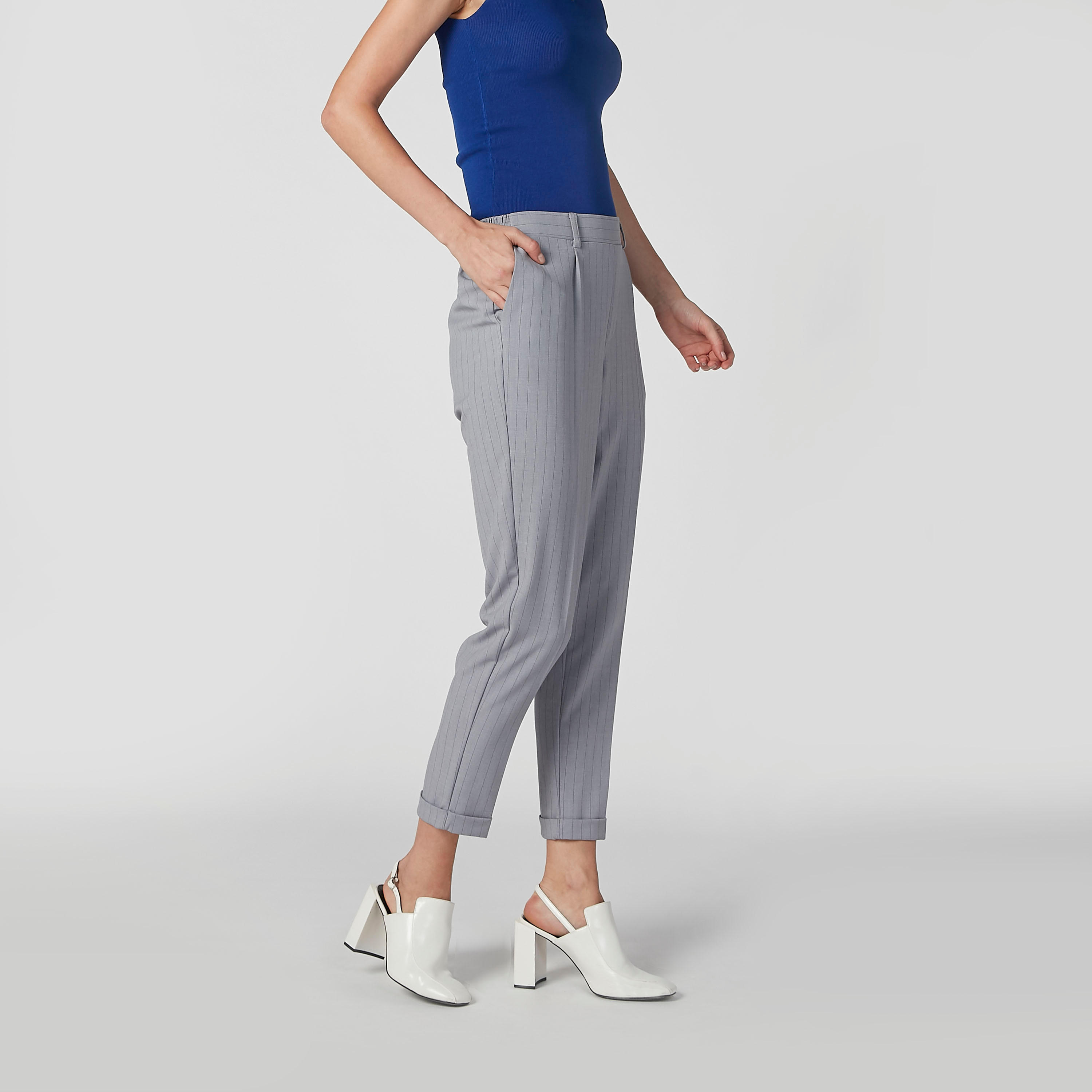 بنطال مقلّم بجيوب وعروات حزام-women-clothing-bottoms-trousers-image-5