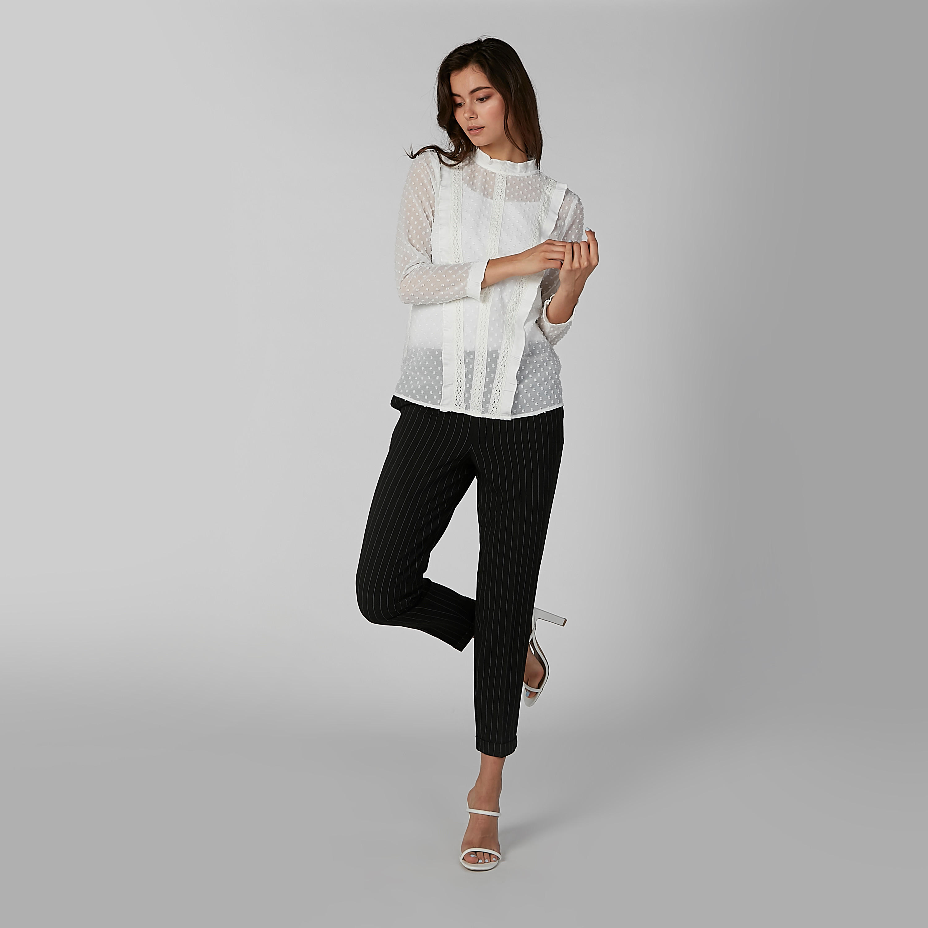 بنطال رسمي مخطط مع جيوب جانبية وحلقات حزام-women-clothing-bottoms-trousers-image-6