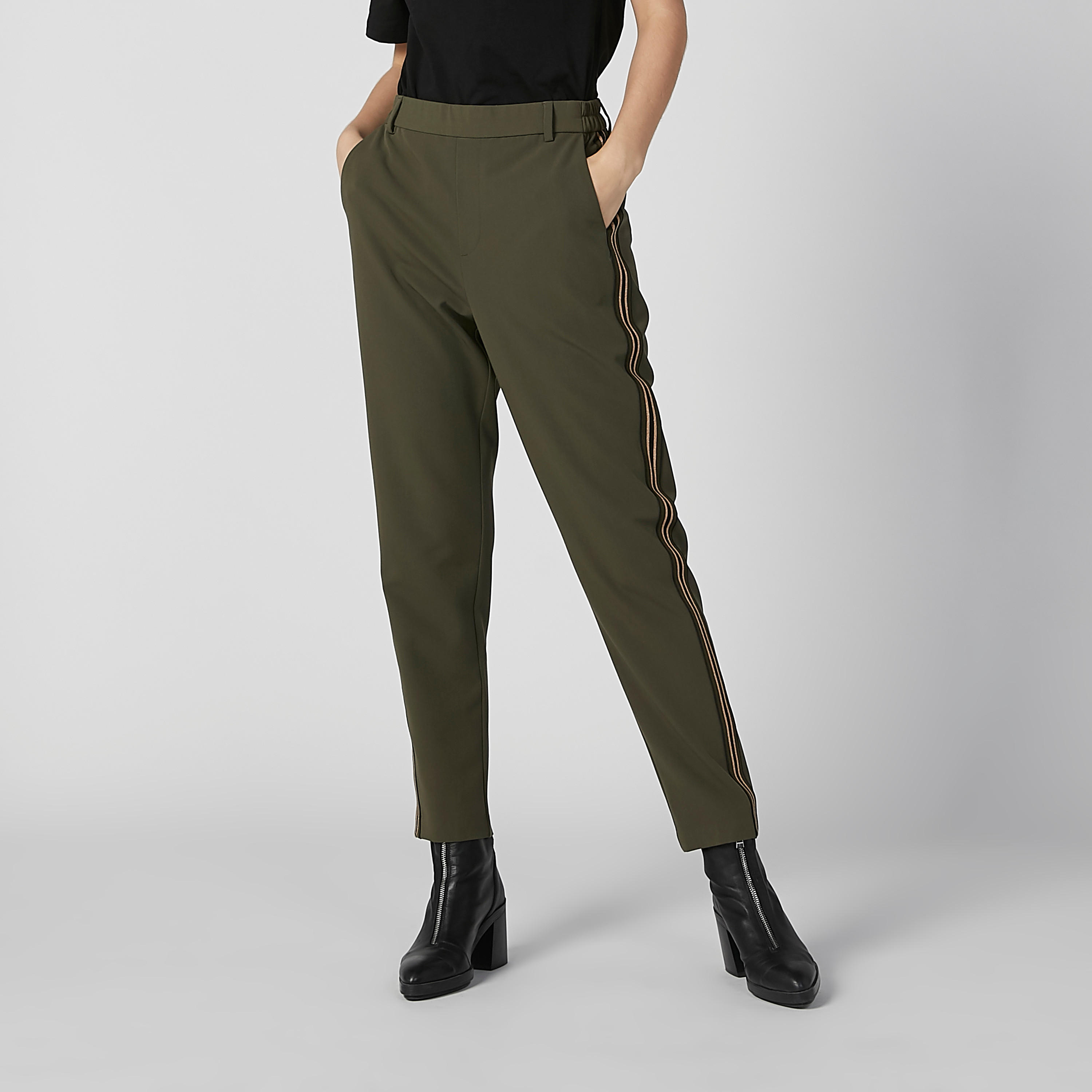 بنطال طويل بخصر متوسط الارتفاع وجيوب وشريطة-women-clothing-bottoms-trousers-image-4