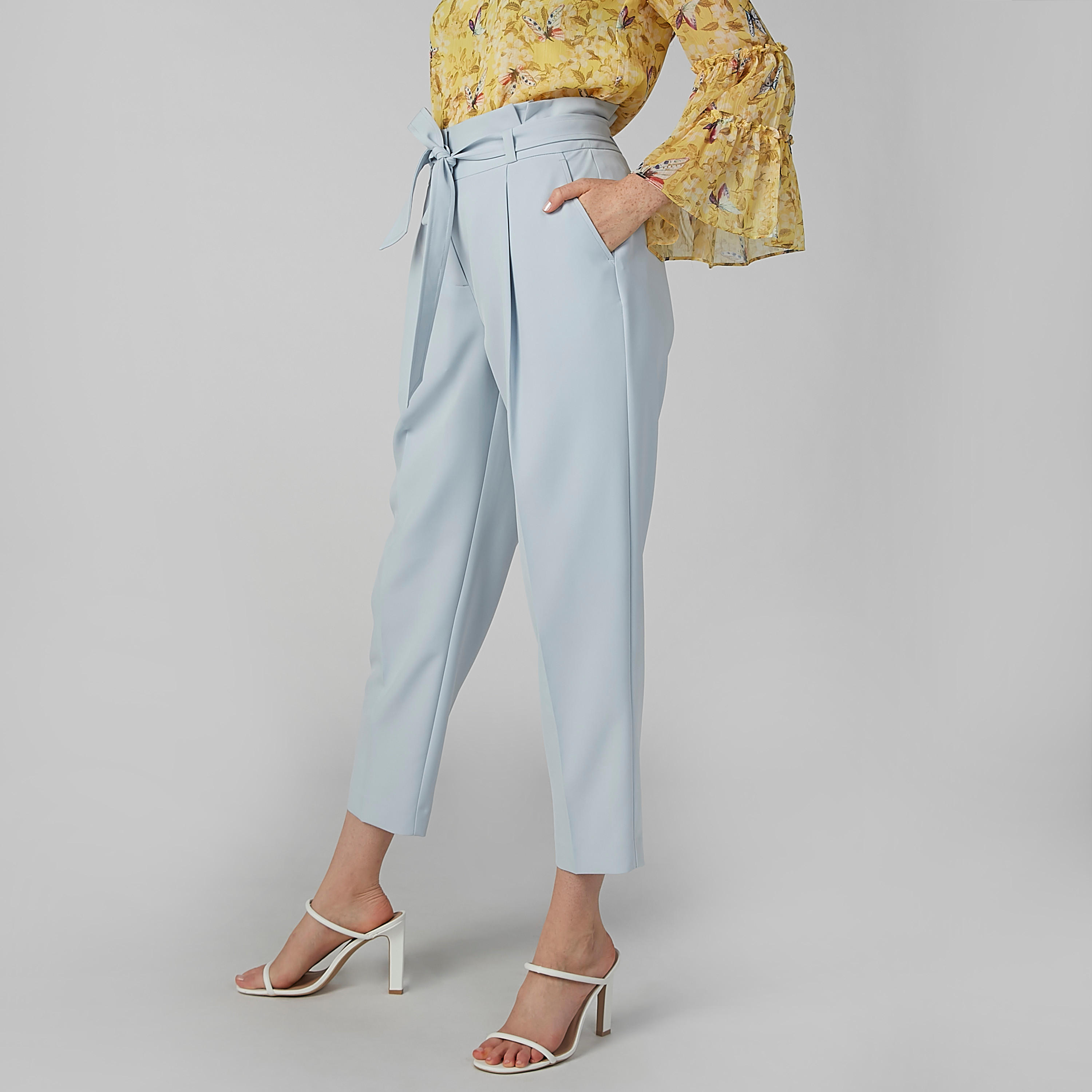 بنطال سادة بخصر بيبرباج وجيوب-women-clothing-bottoms-trousers-image-3