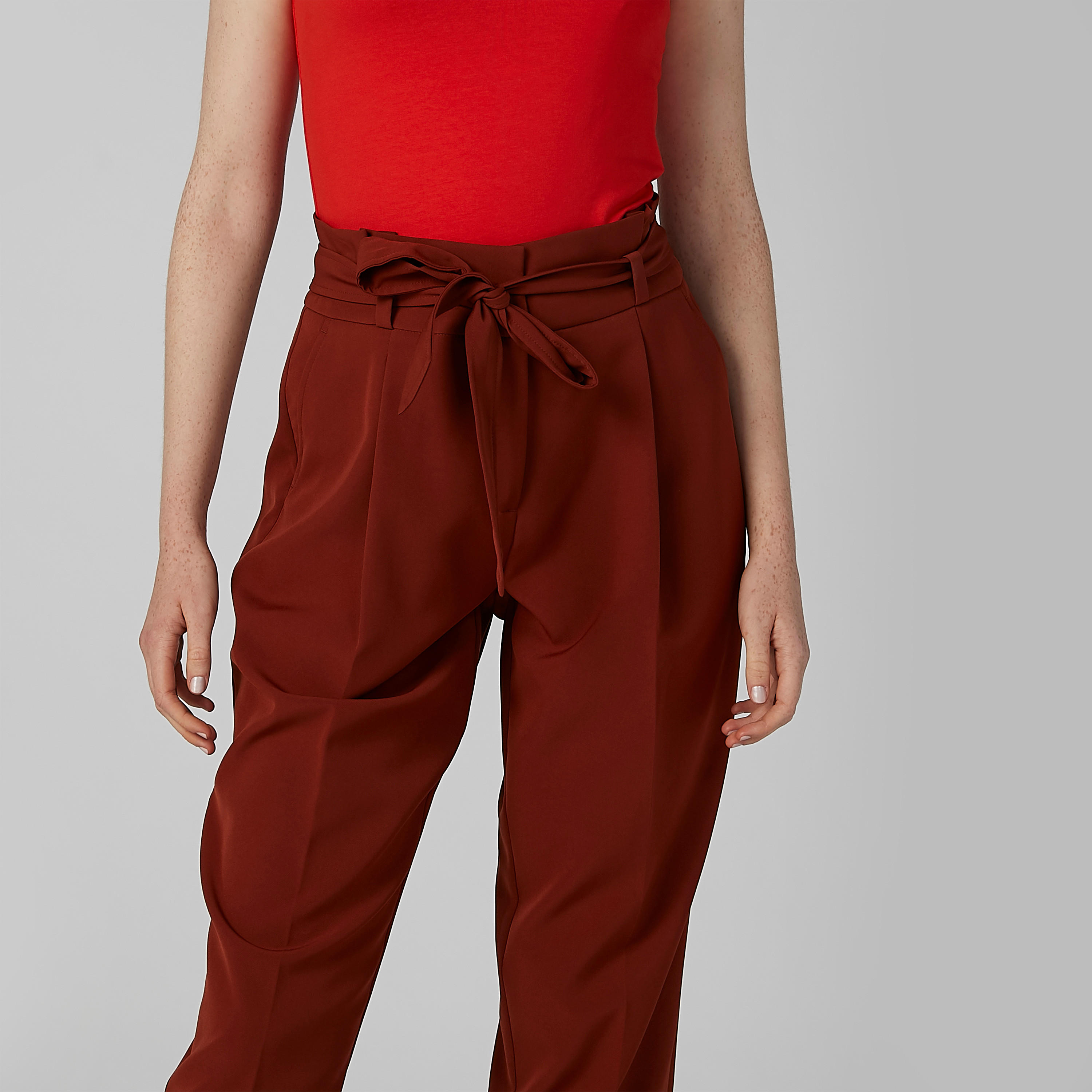 بنطال سادة بخصر بيبرباج وجيوب-women-clothing-bottoms-trousers-image-3