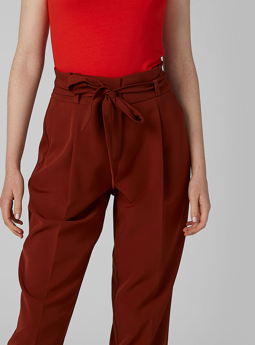 بنطال سادة بخصر بيبرباج وجيوب-women-clothing-bottoms-trousers-image-3