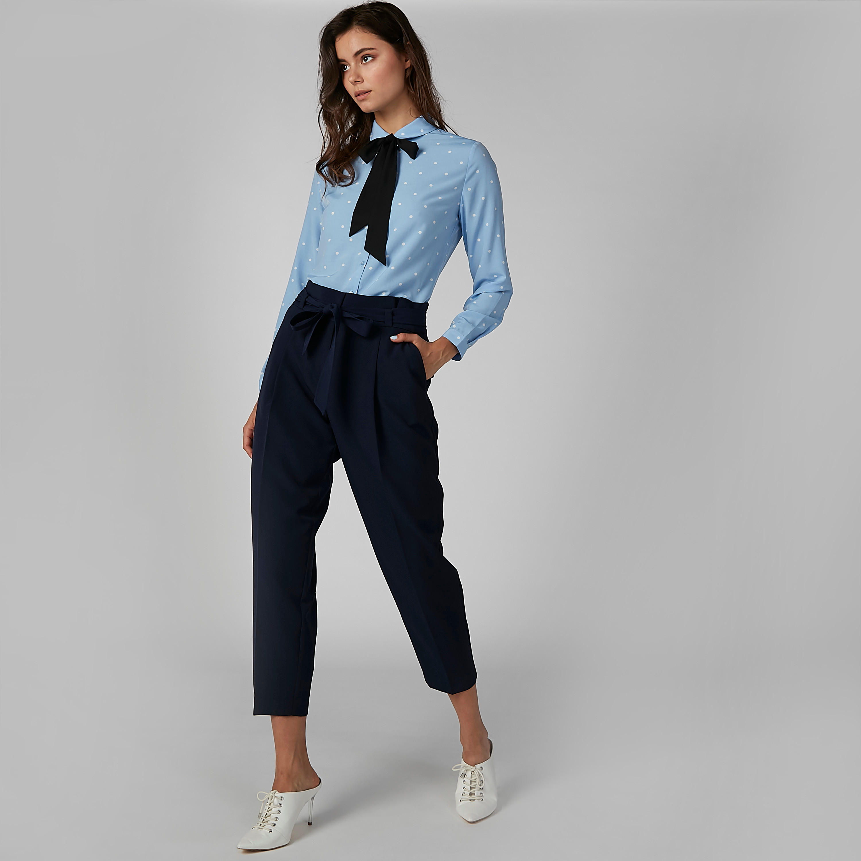 بنطال سادة بطول الكاحل برباط وجيوب-women-clothing-bottoms-trousers-image-2
