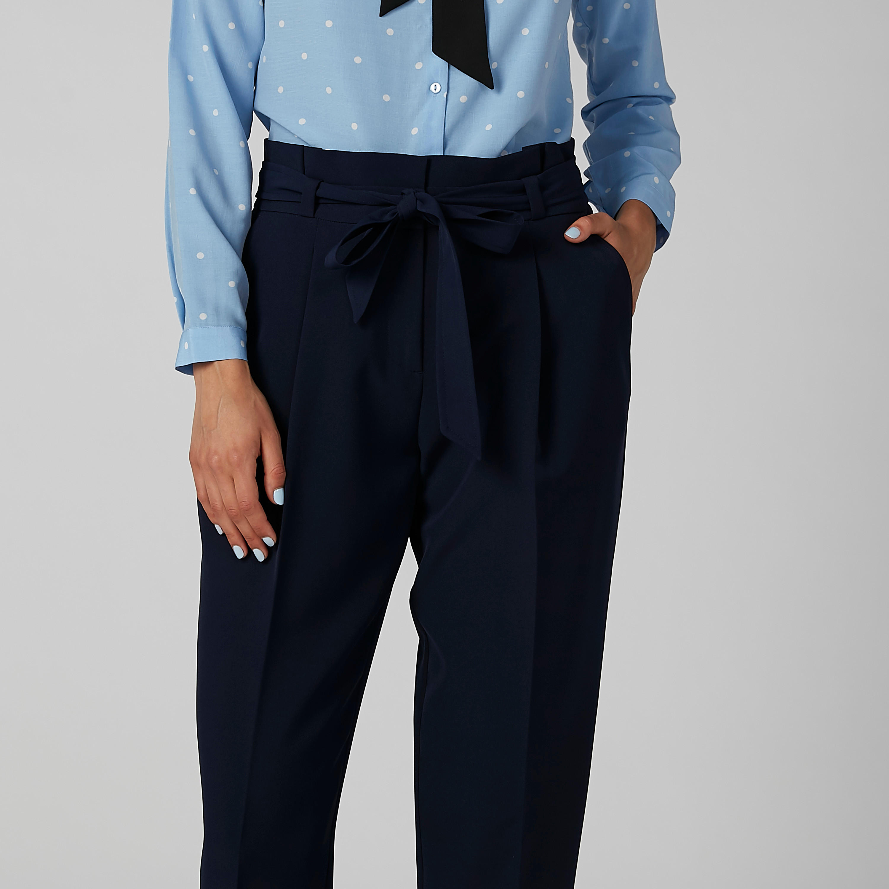 بنطال سادة بطول الكاحل برباط وجيوب-women-clothing-bottoms-trousers-image-3