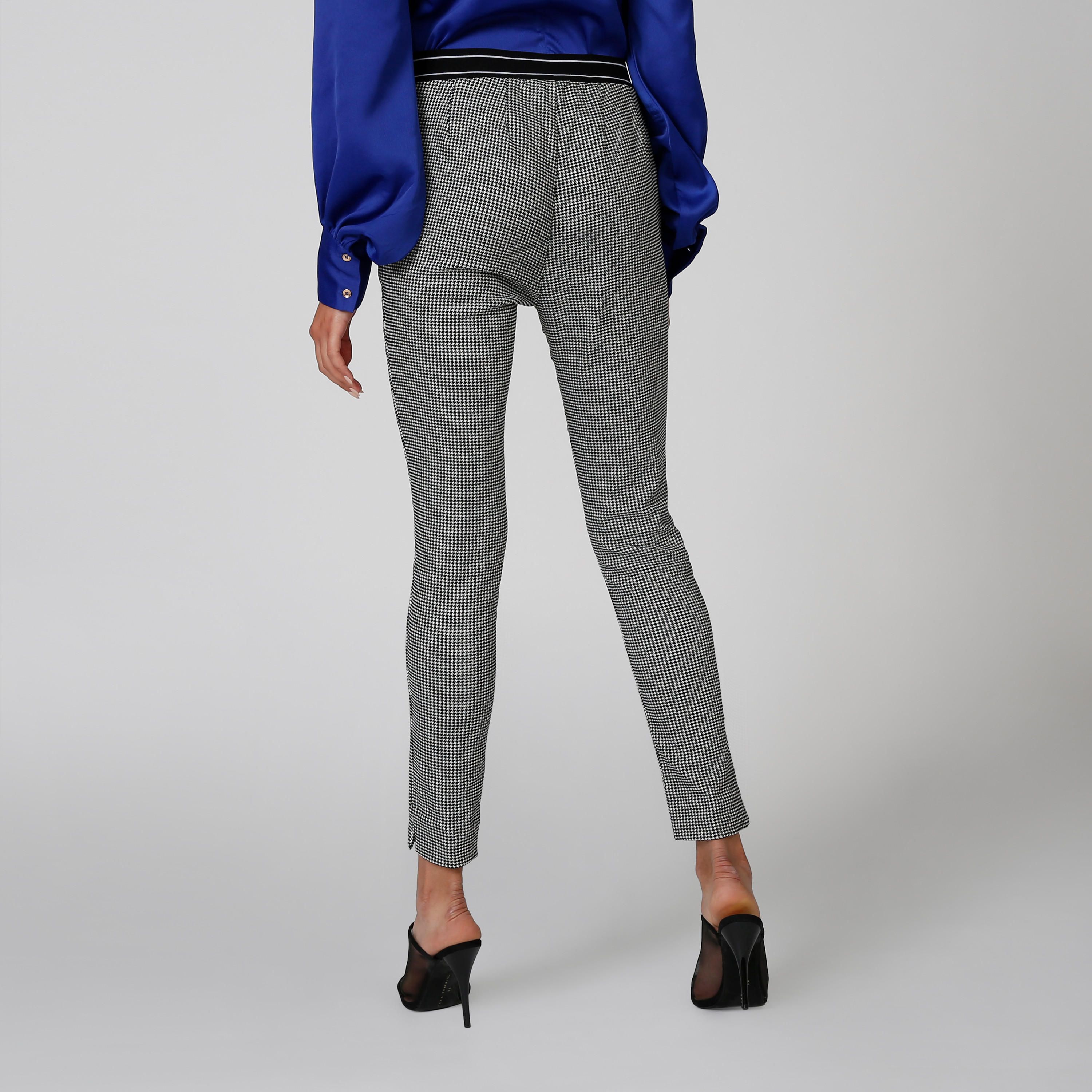 بنطلون كاروهات سكيني بخصر متوسط الارتفاع-women-clothing-bottoms-trousers-image-2