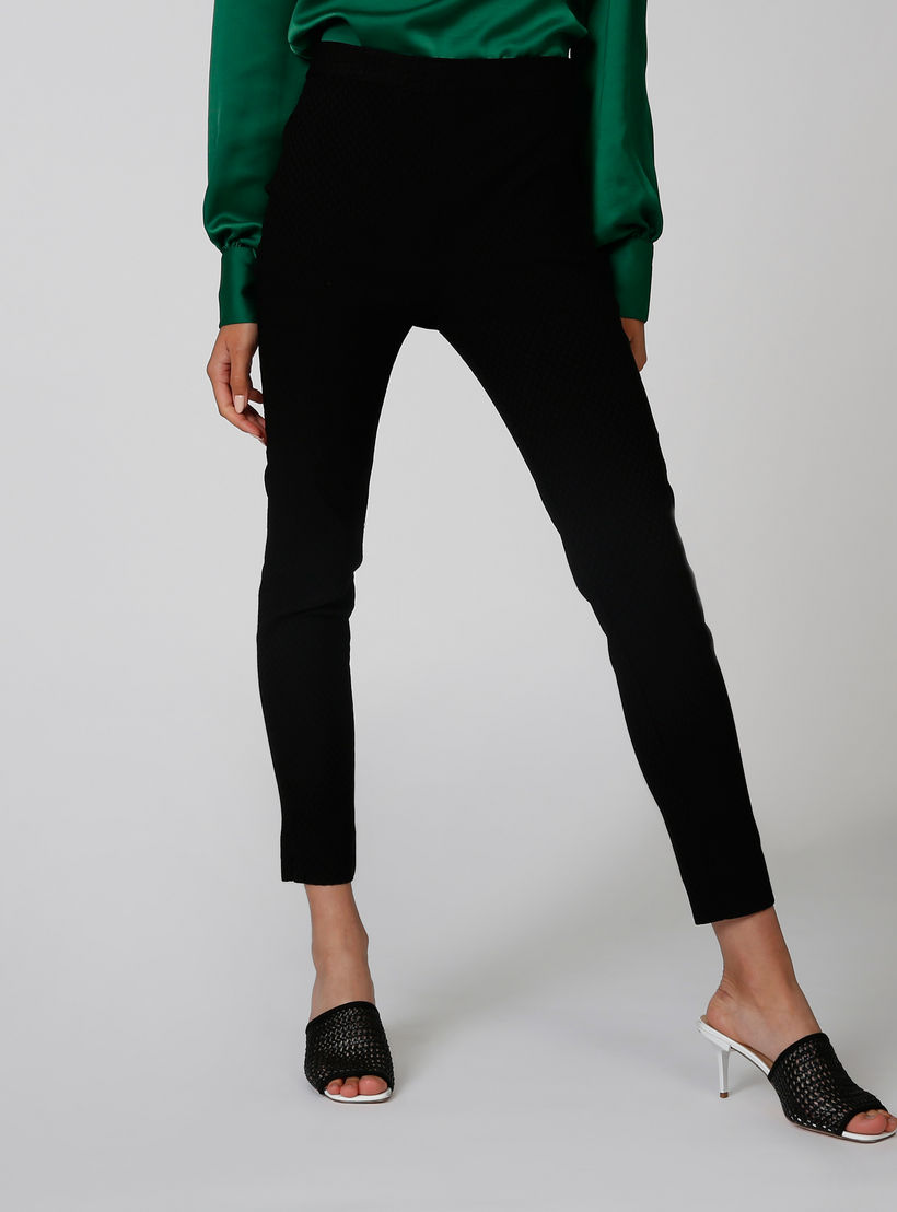 بنطلون جينز سكيني رسمي ضيّق سادة بخصر مطّاطي متوسط الطول-women-clothing-bottoms-trousers-image-1