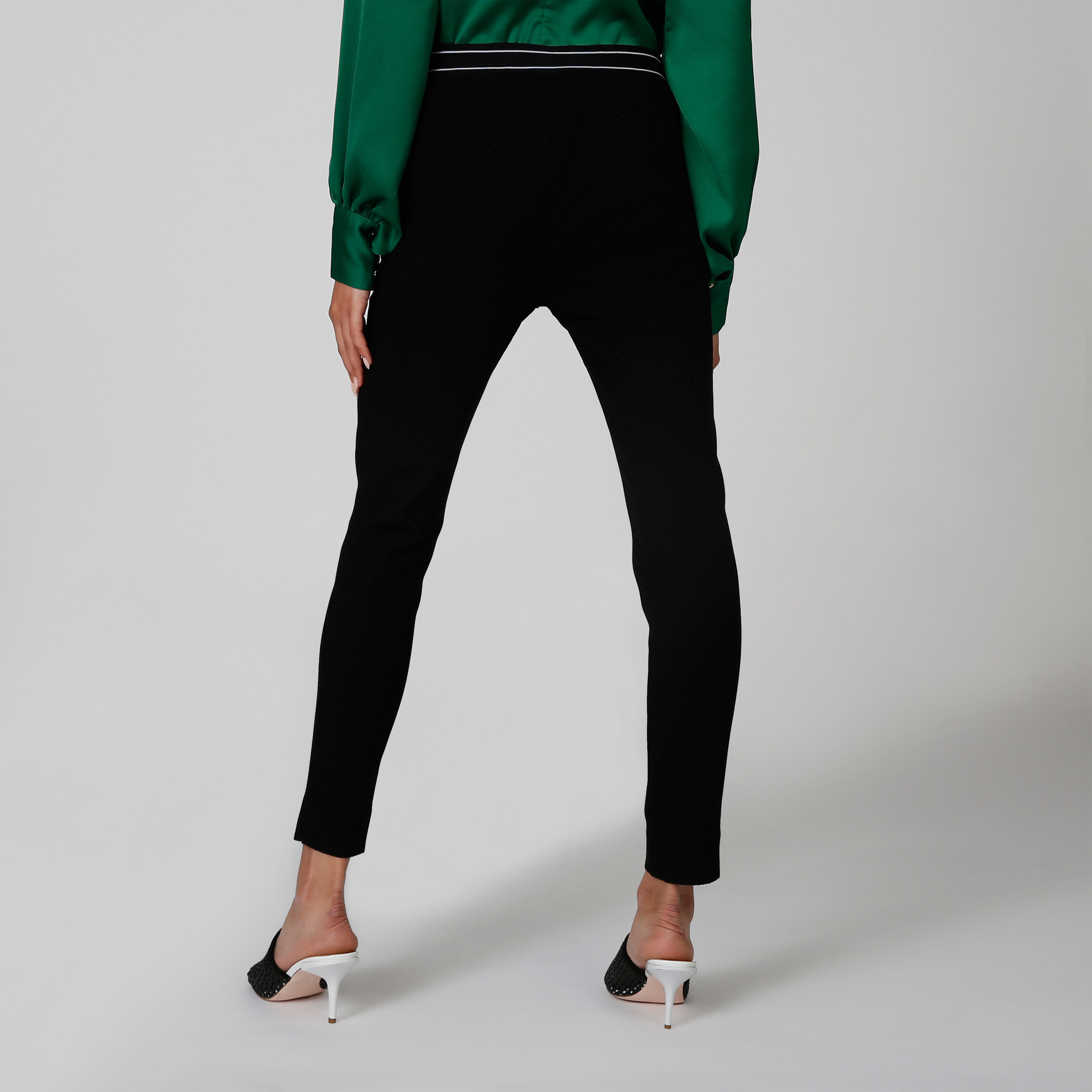 بنطلون جينز سكيني رسمي ضيّق سادة بخصر مطّاطي متوسط الطول-women-clothing-bottoms-trousers-image-2