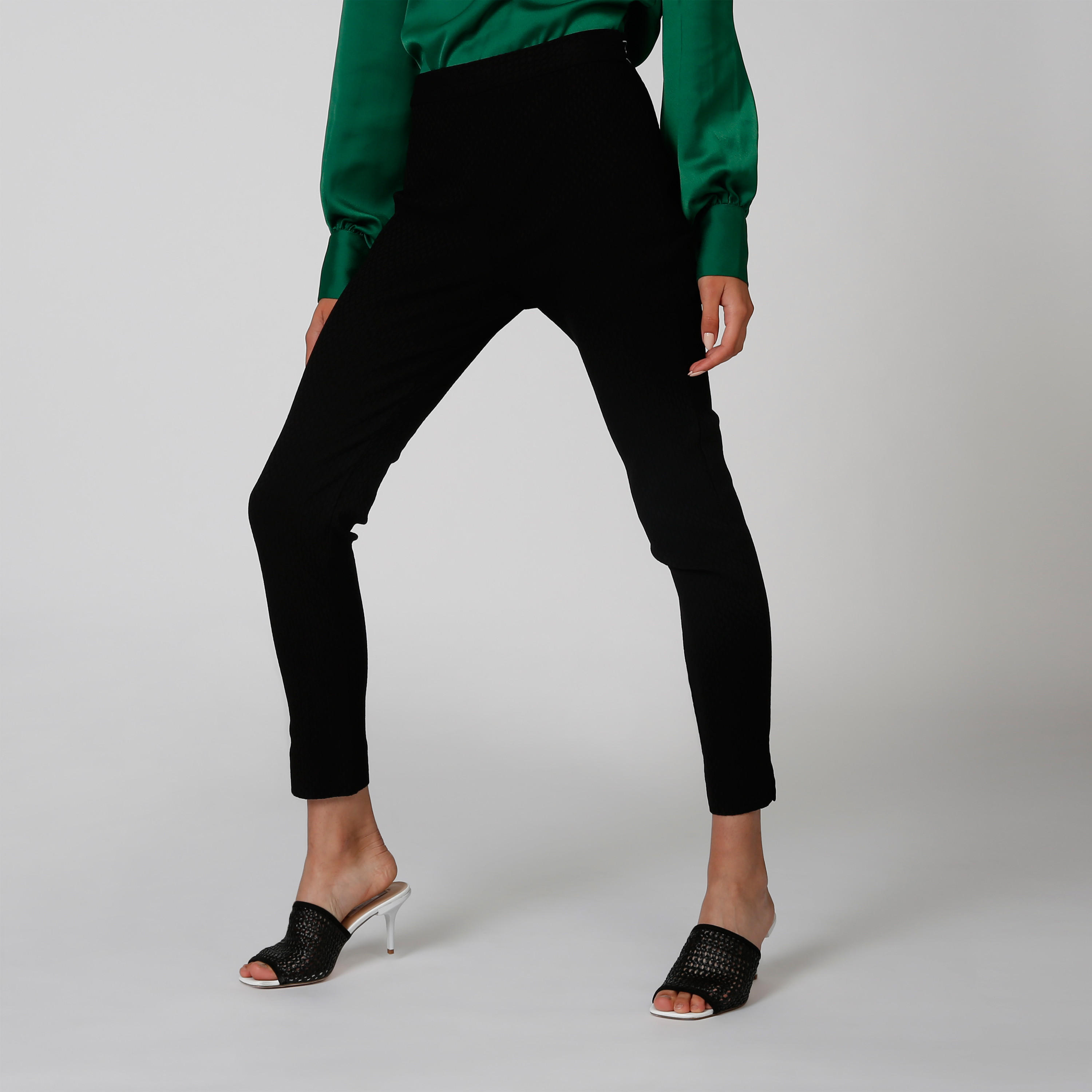 بنطلون جينز سكيني رسمي ضيّق سادة بخصر مطّاطي متوسط الطول-women-clothing-bottoms-trousers-image-4