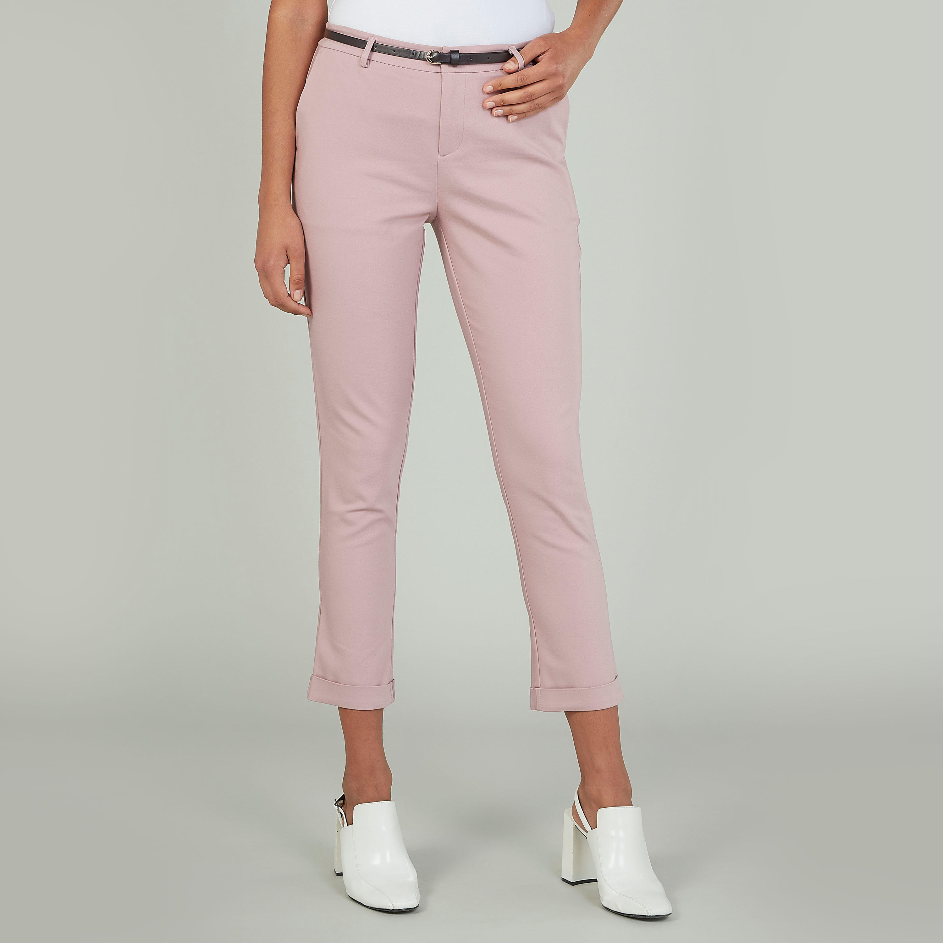 بنطلون قصير سكيني سادة  بخصر متوسط الارتفاع  وجيوب-women-clothing-bottoms-trousers-image-1