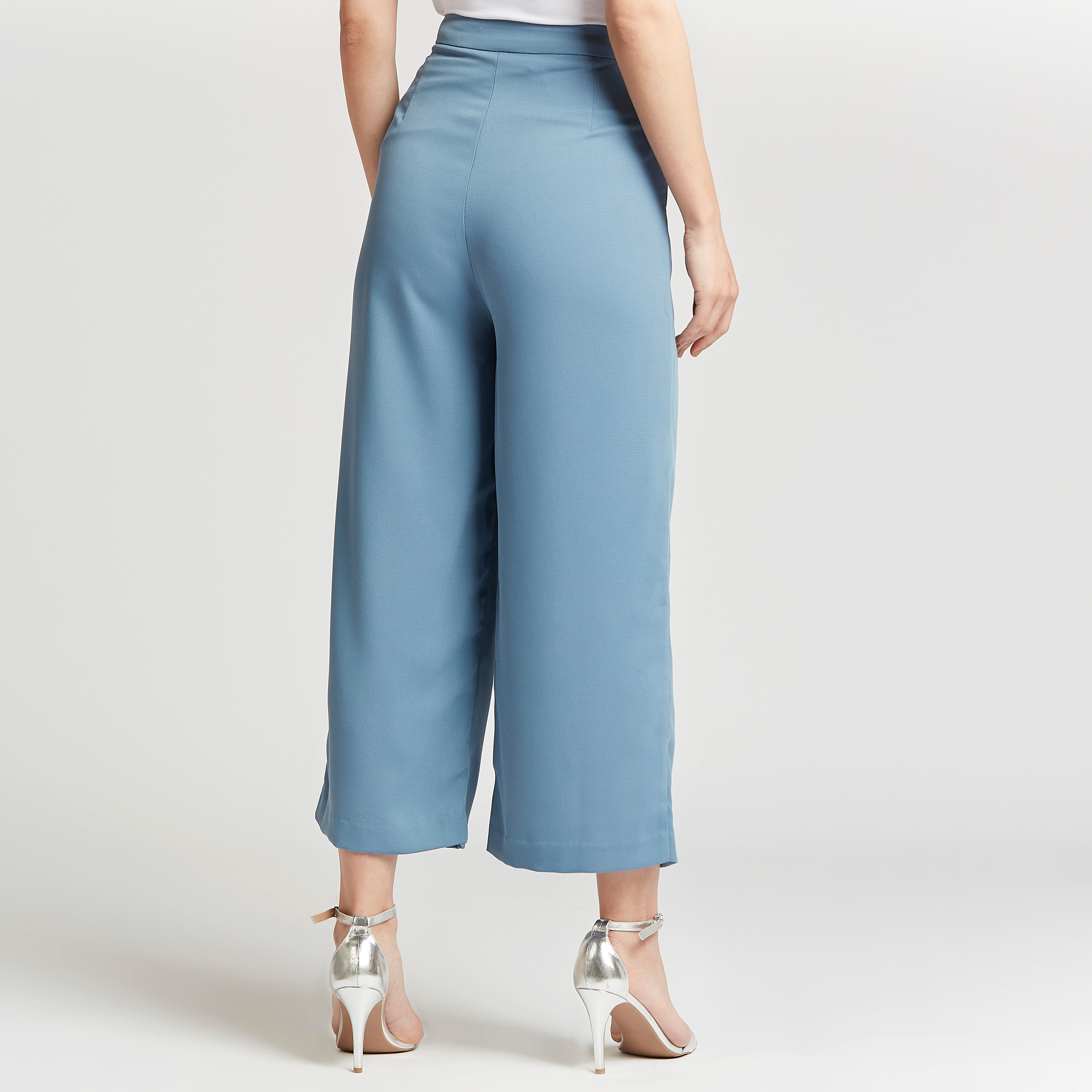 Wide Fit Solid Mid-Rise Culottes with Pocket Detail-women-clothing-bottoms-trousers-image-4