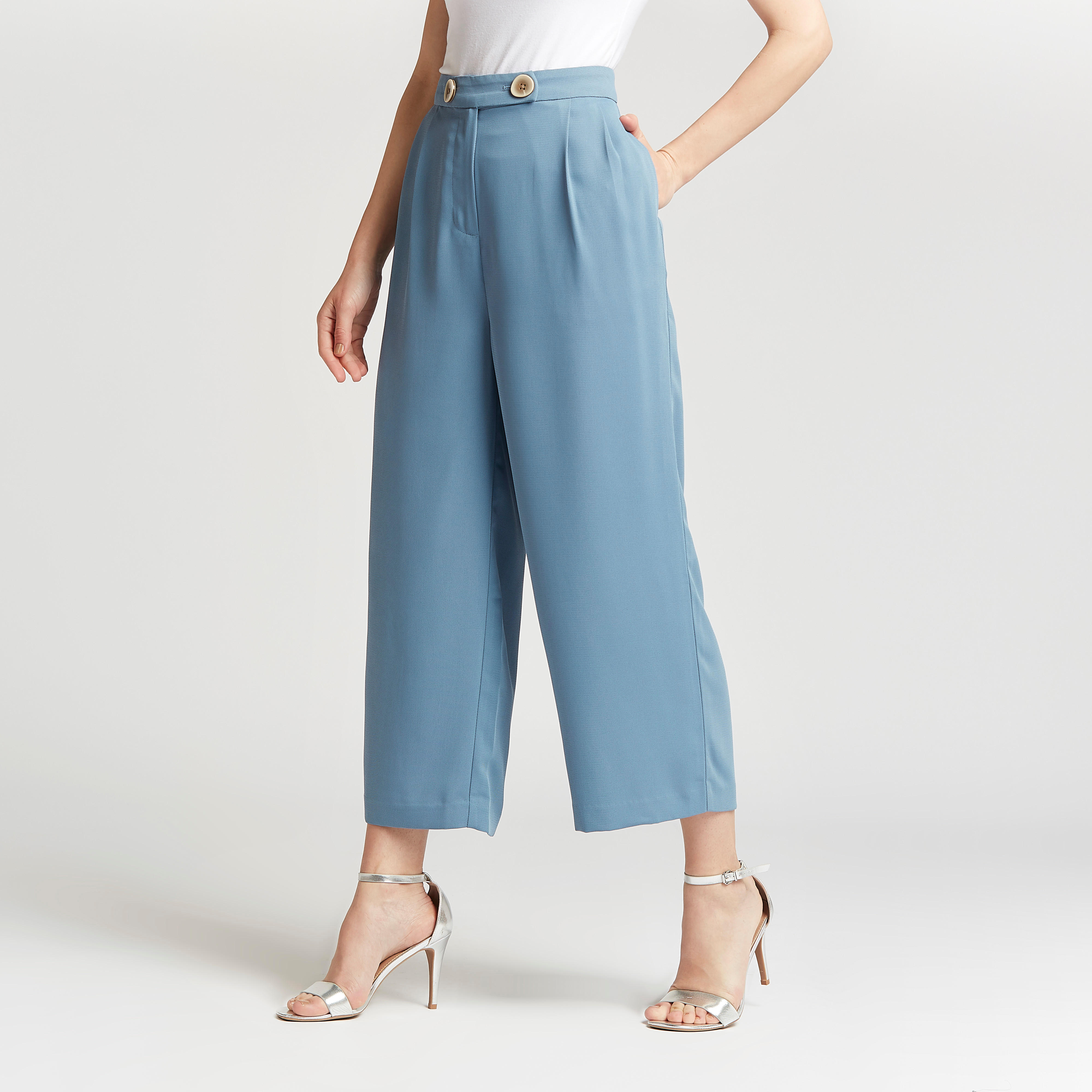 Wide Fit Solid Mid-Rise Culottes with Pocket Detail-women-clothing-bottoms-trousers-image-5