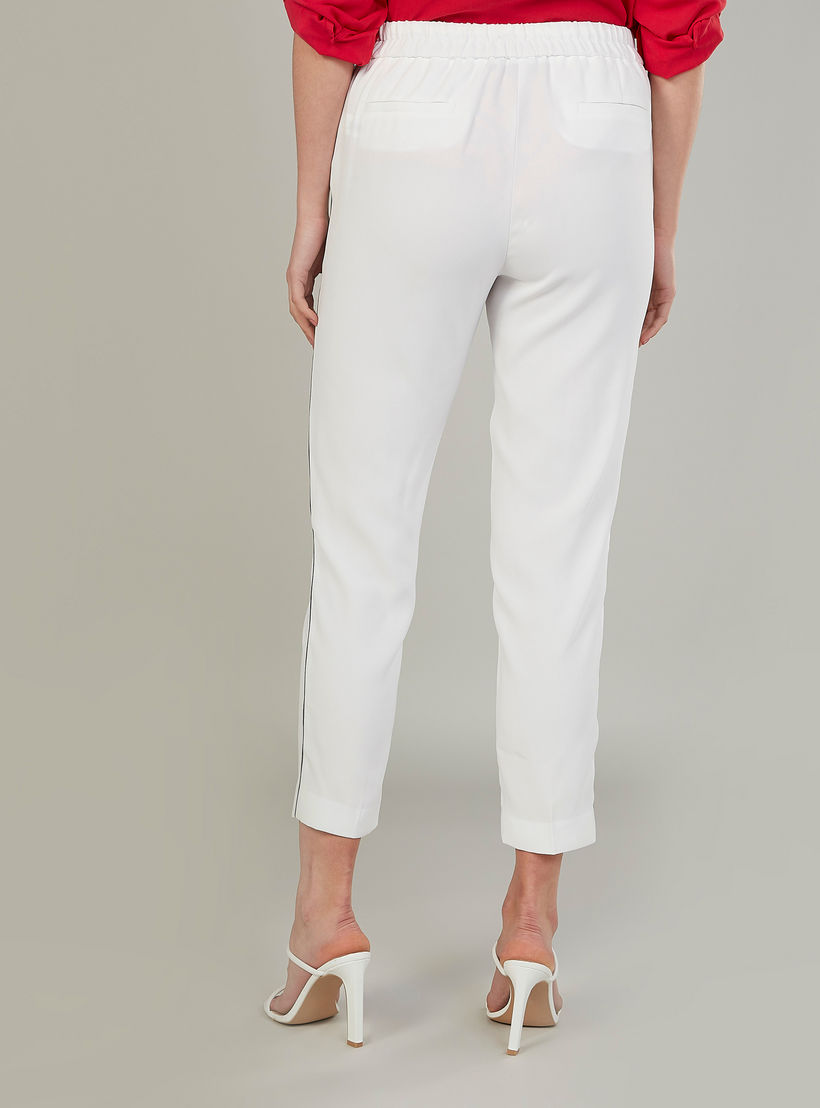 بنطلون سادة بخصر مطاطي متوسط الارتفاع وتفاصيل جيوب-women-clothing-bottoms-trousers-image-4