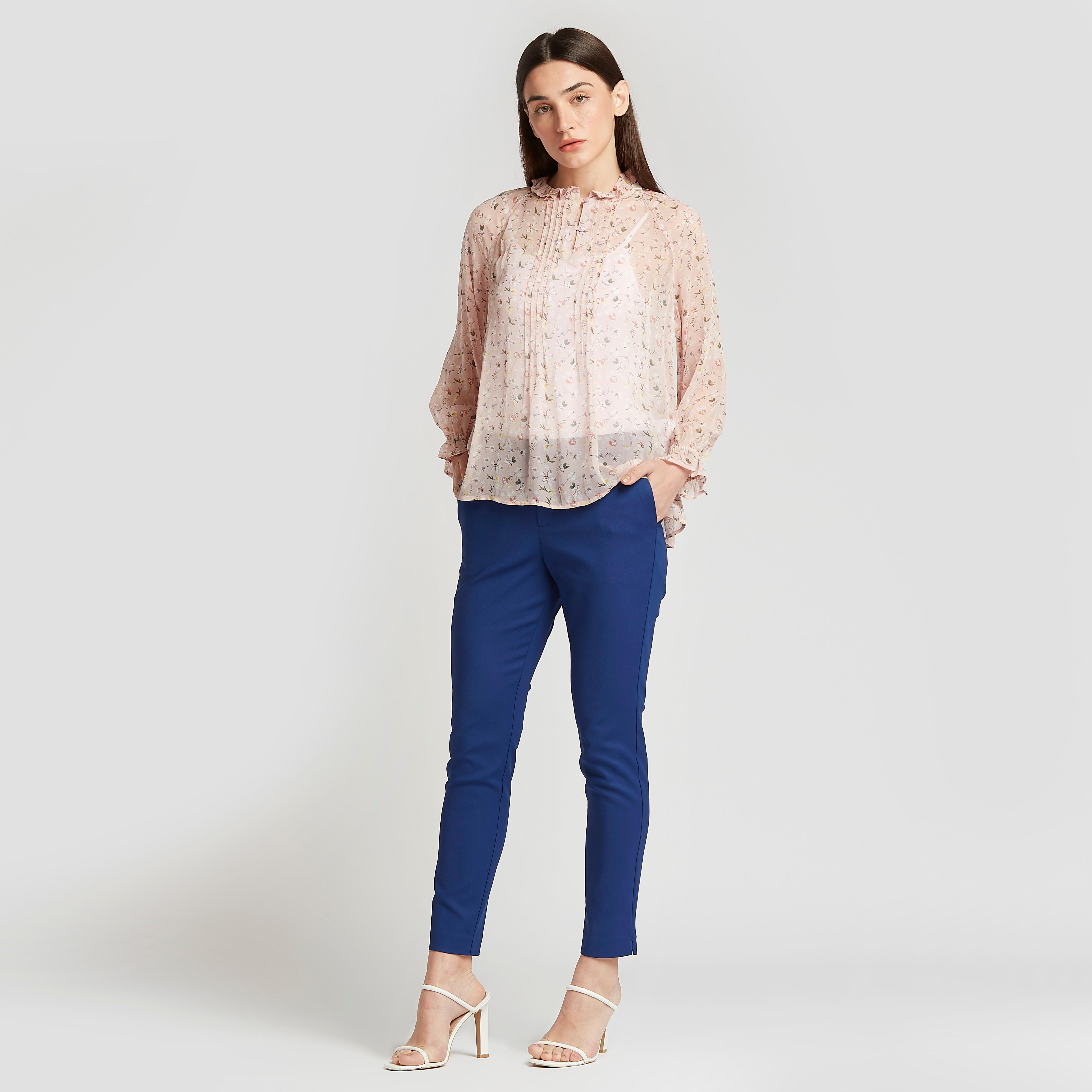 Slim Fit Solid Mid-Rise Trousers with Pocket Detail-women-clothing-bottoms-trousers-image-2