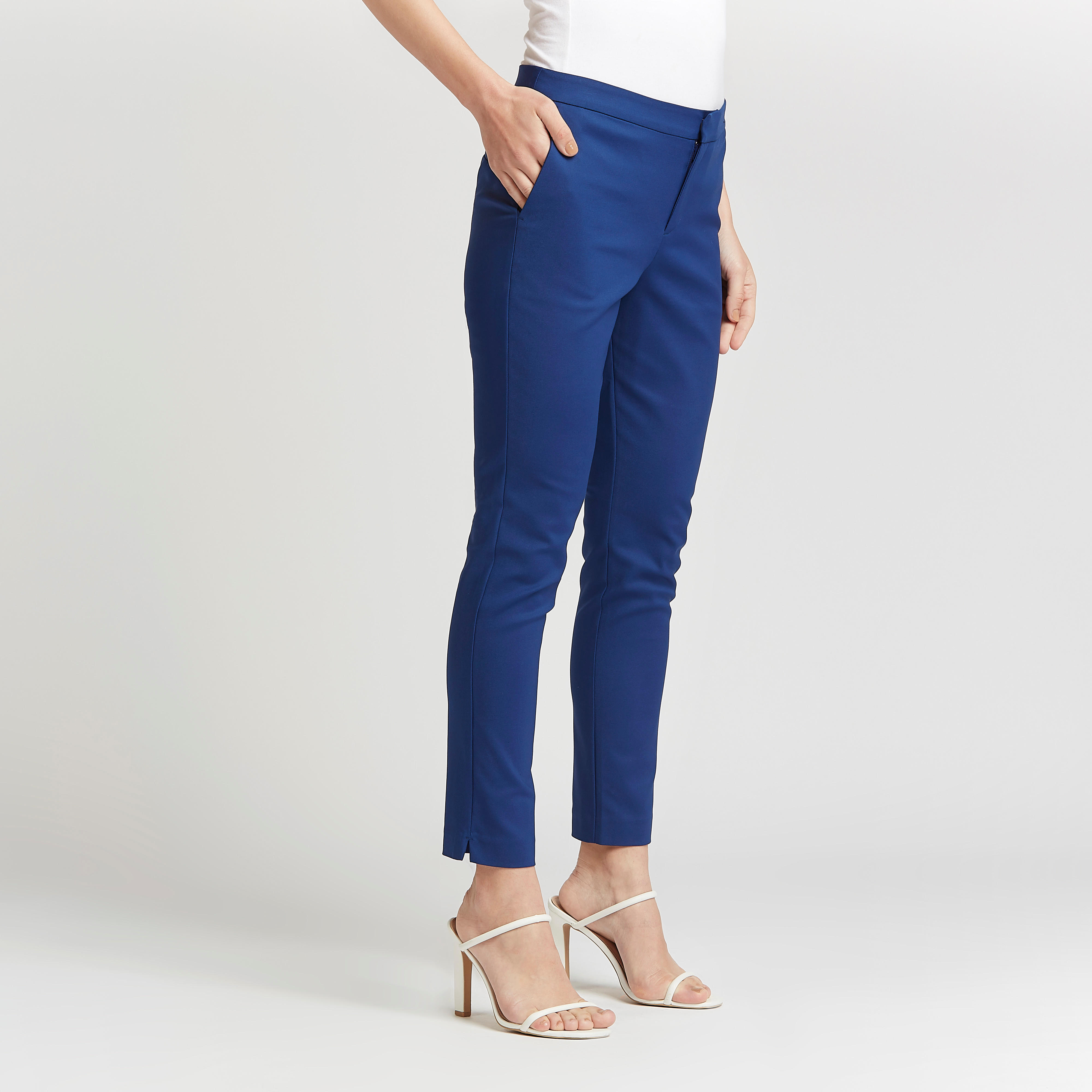 Slim Fit Solid Mid-Rise Trousers with Pocket Detail-women-clothing-bottoms-trousers-image-5