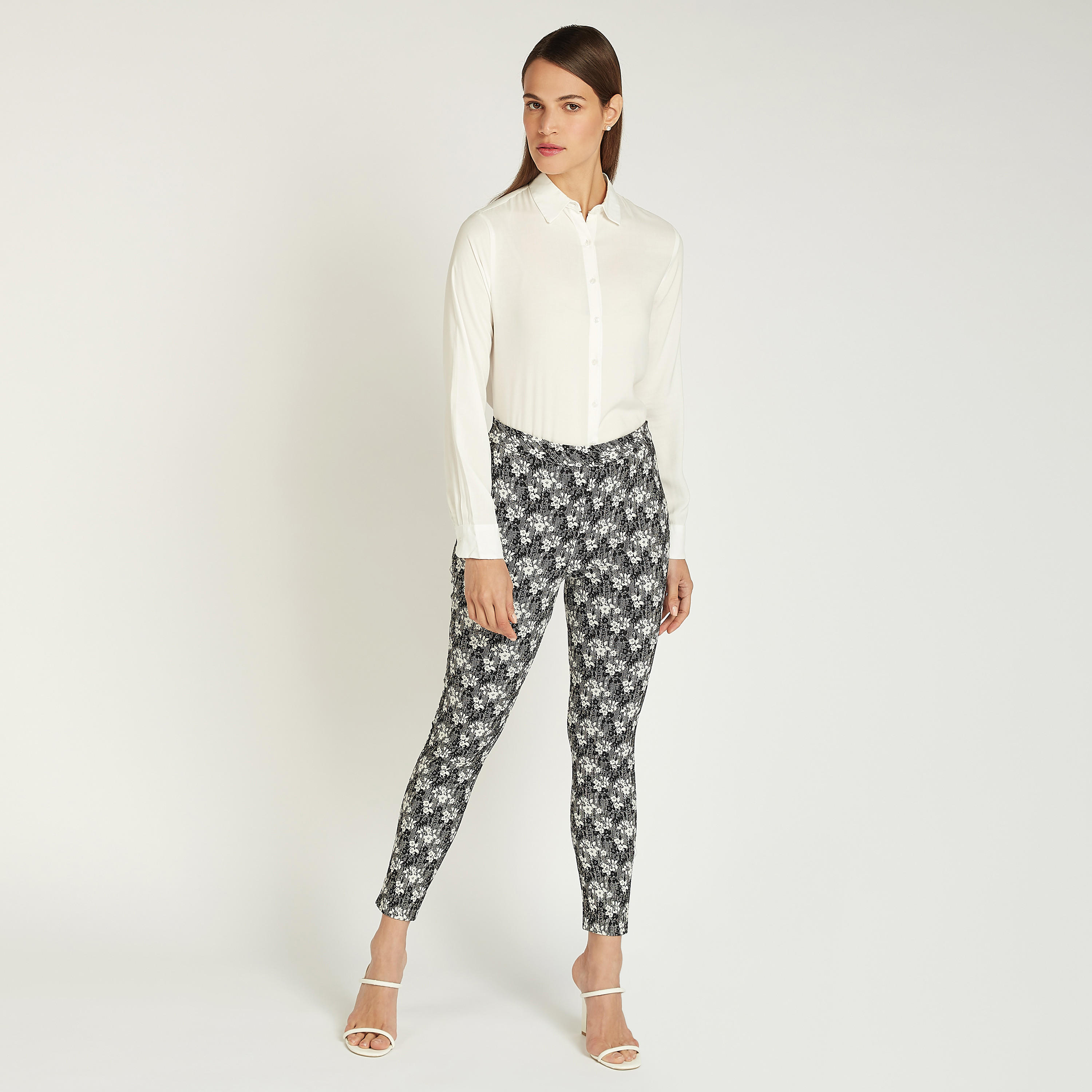 Slim Fit Floral Mid-Rise Treggings with Side Zip Closure and Elasticised Waistband-women-clothing-bottoms-trousers-image-2