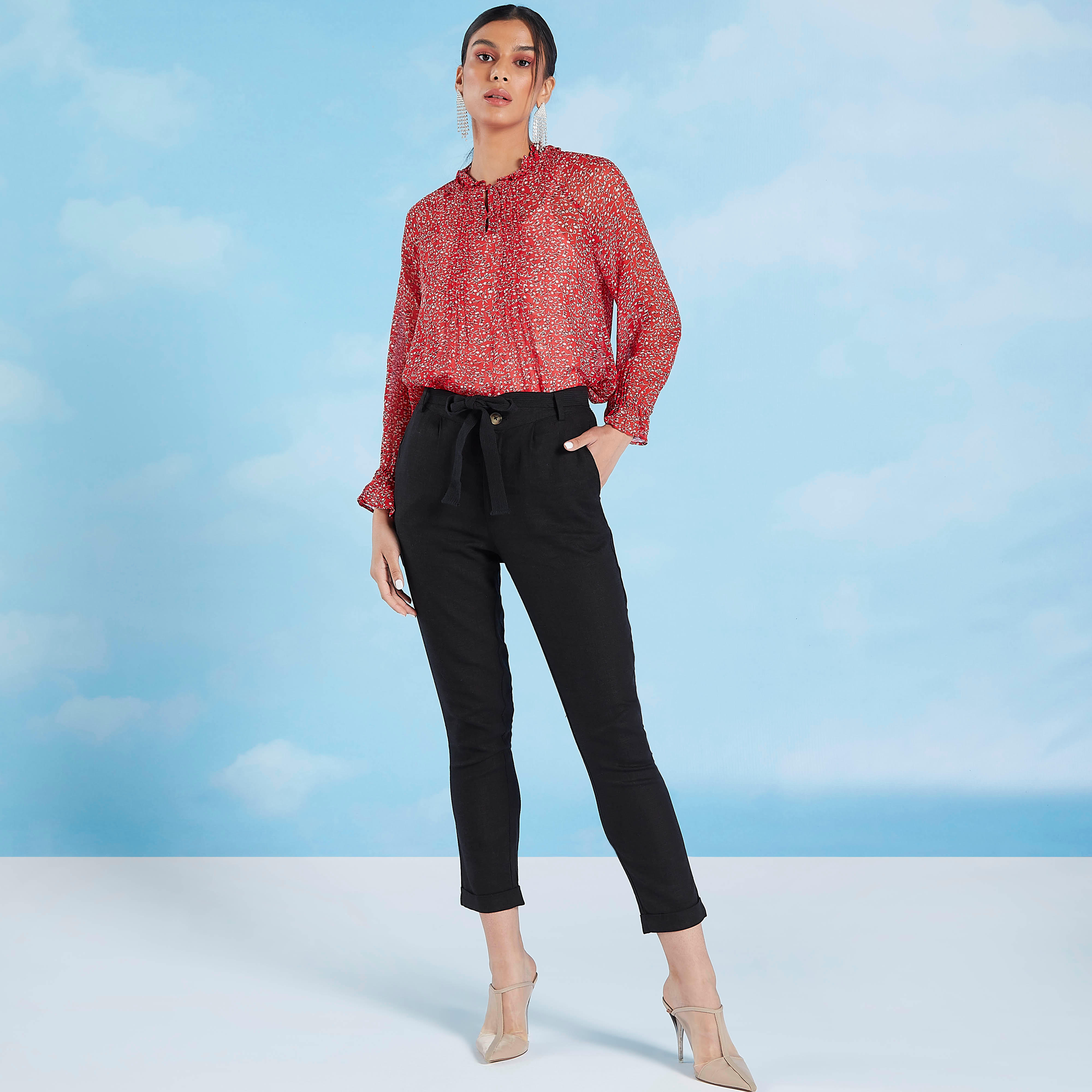 Solid Mid-Rise Trousers with Pocket Detail and Tie Ups-women-clothing-bottoms-trousers-image-2