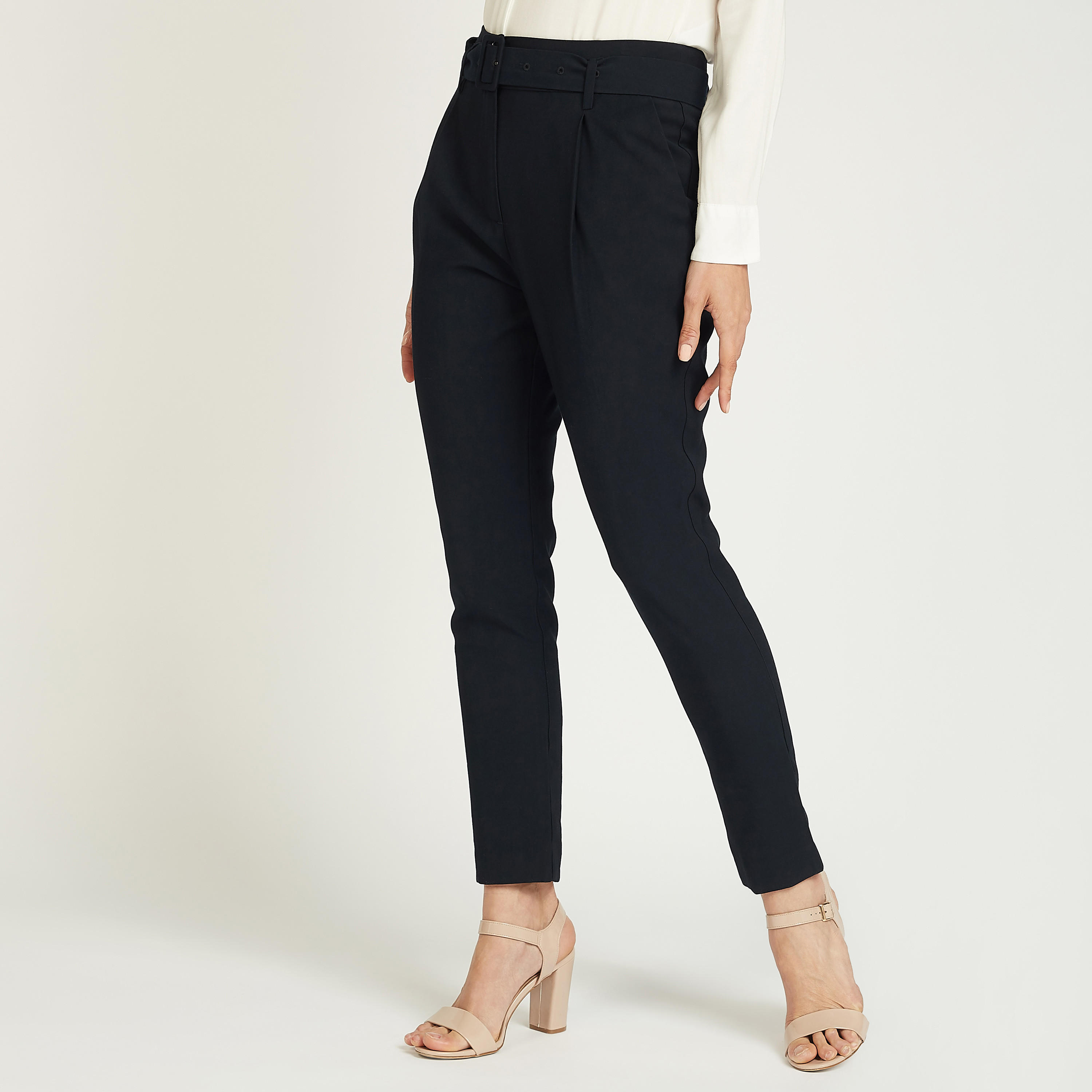 Solid Mid-Rise Trousers with Pocket Detail and Belt-women-clothing-bottoms-trousers-image-1