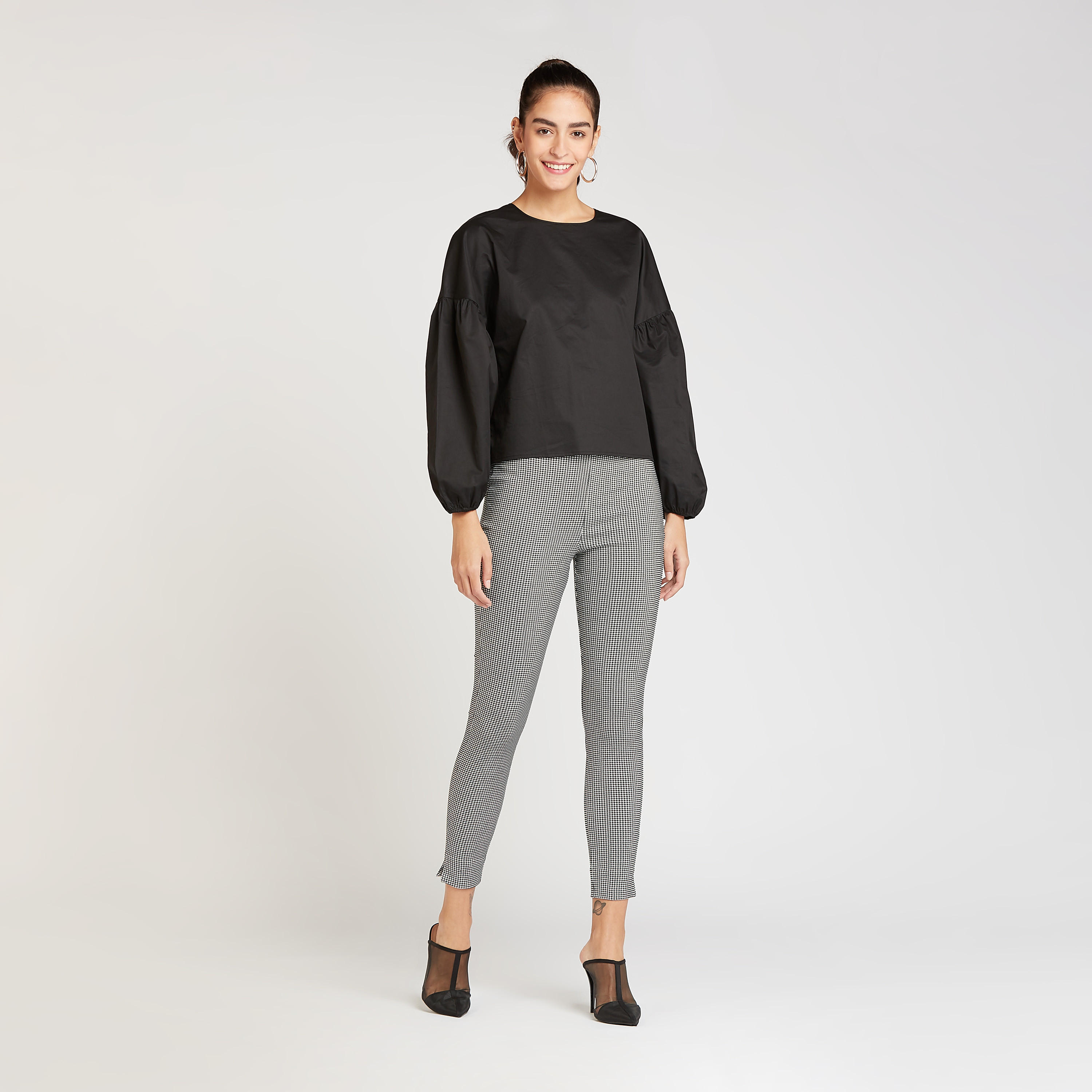 Slim Fit Printed Mid-Rise Cropped Trousers with Elasticised Waistband-women-clothing-bottoms-trousers-image-2