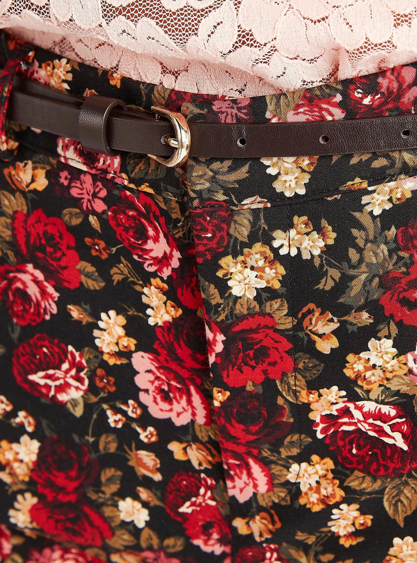 بنطلون بطبعات أزهار وحزام وجيوب وخصر متوسّط الارتفاع-women-clothing-bottoms-trousers-image-2