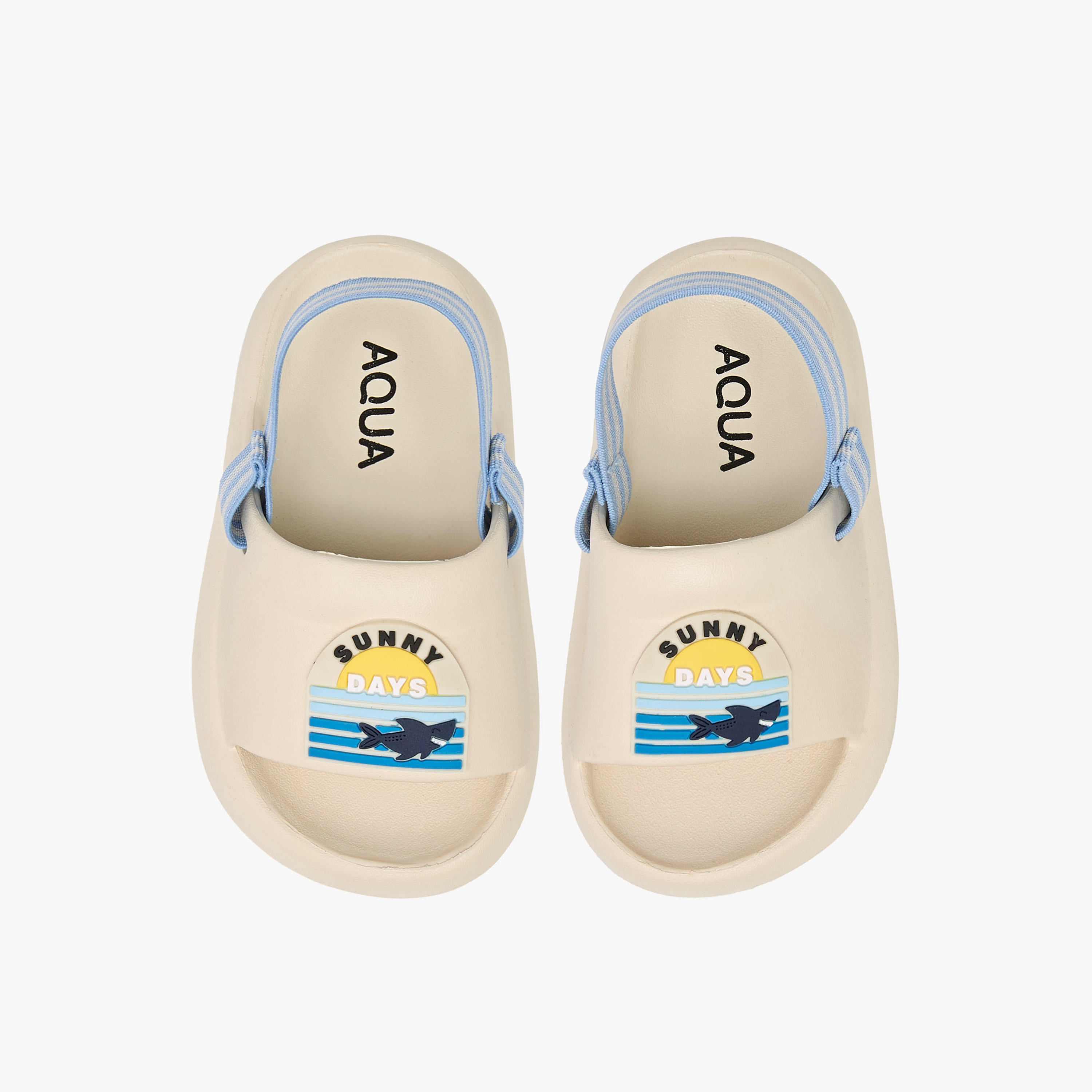 Aqua Applique Accent Slides with Elasticated Backstrap-boys-shoes-sandals-image-1