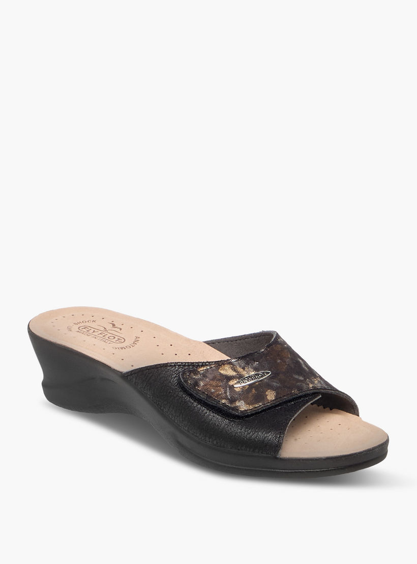 FlyFlot Textured Slip-On Comfort Sandals with Wedge Heels-women-shoes-sandals-heeled-image-2