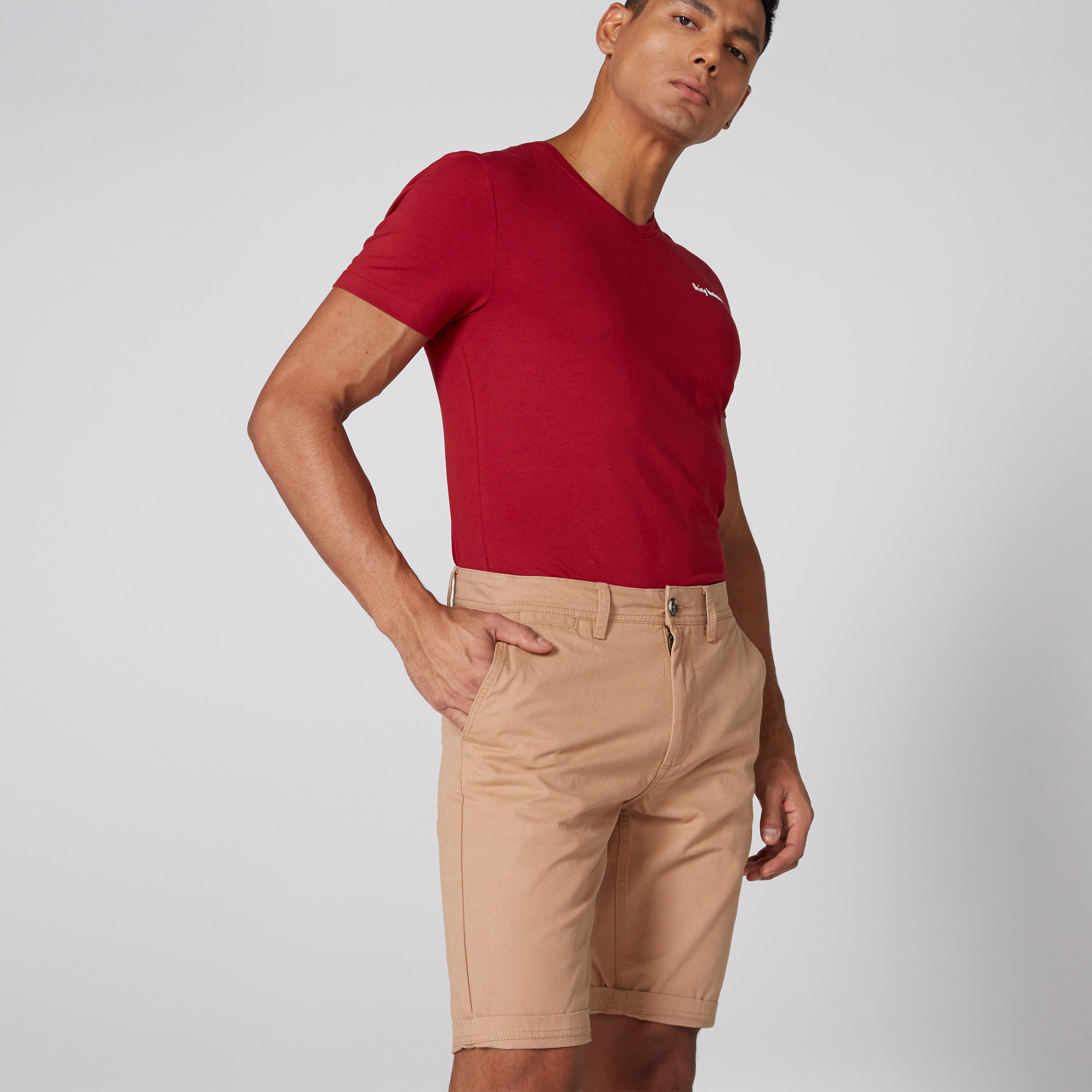 Pocket Detail Shorts with Button Closure-men-clothing-bottoms-shorts-image-1