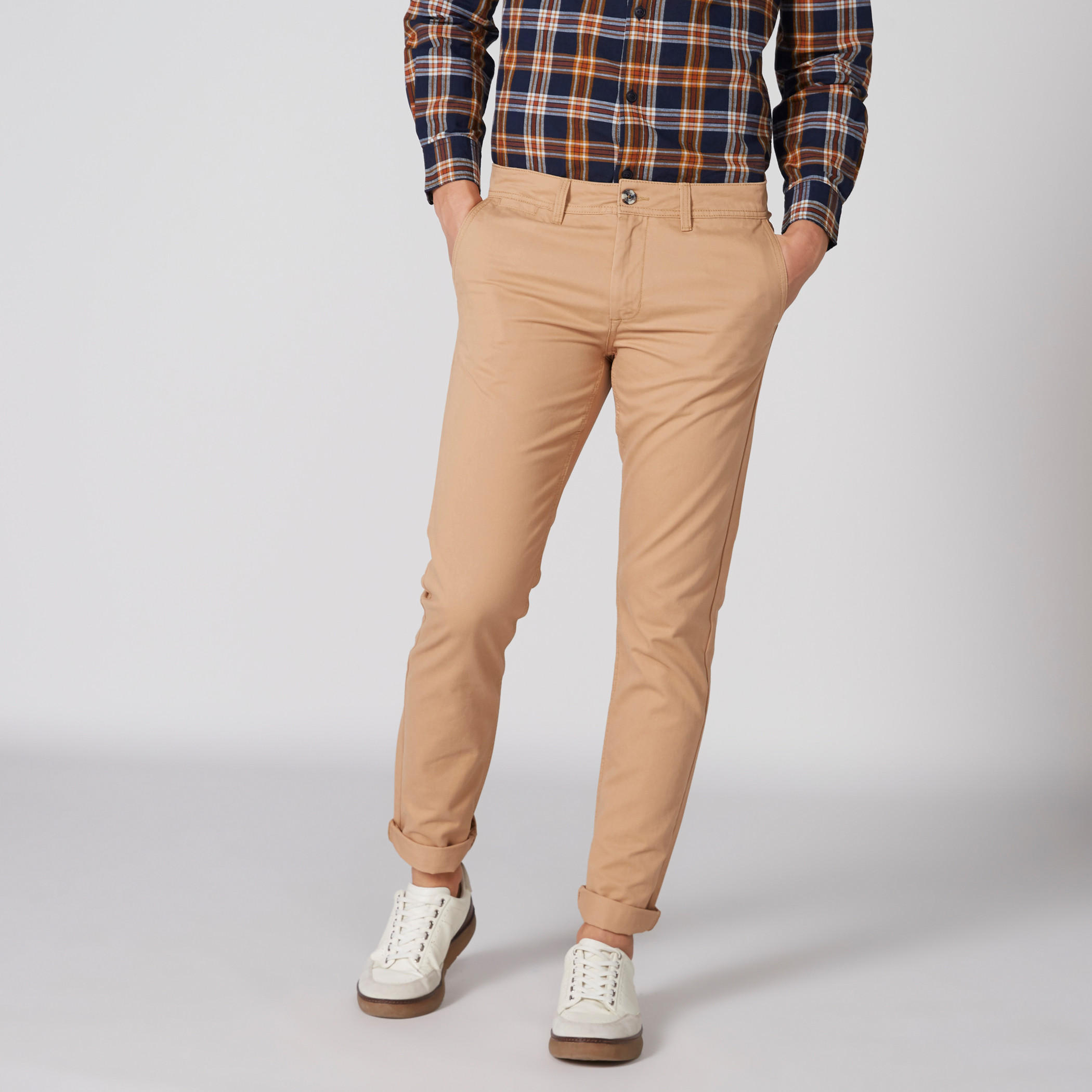 بنطال شينو طويل بزر إغلاق وجيوب-men-clothing-bottoms-trousersandchinos-trousers-image-1