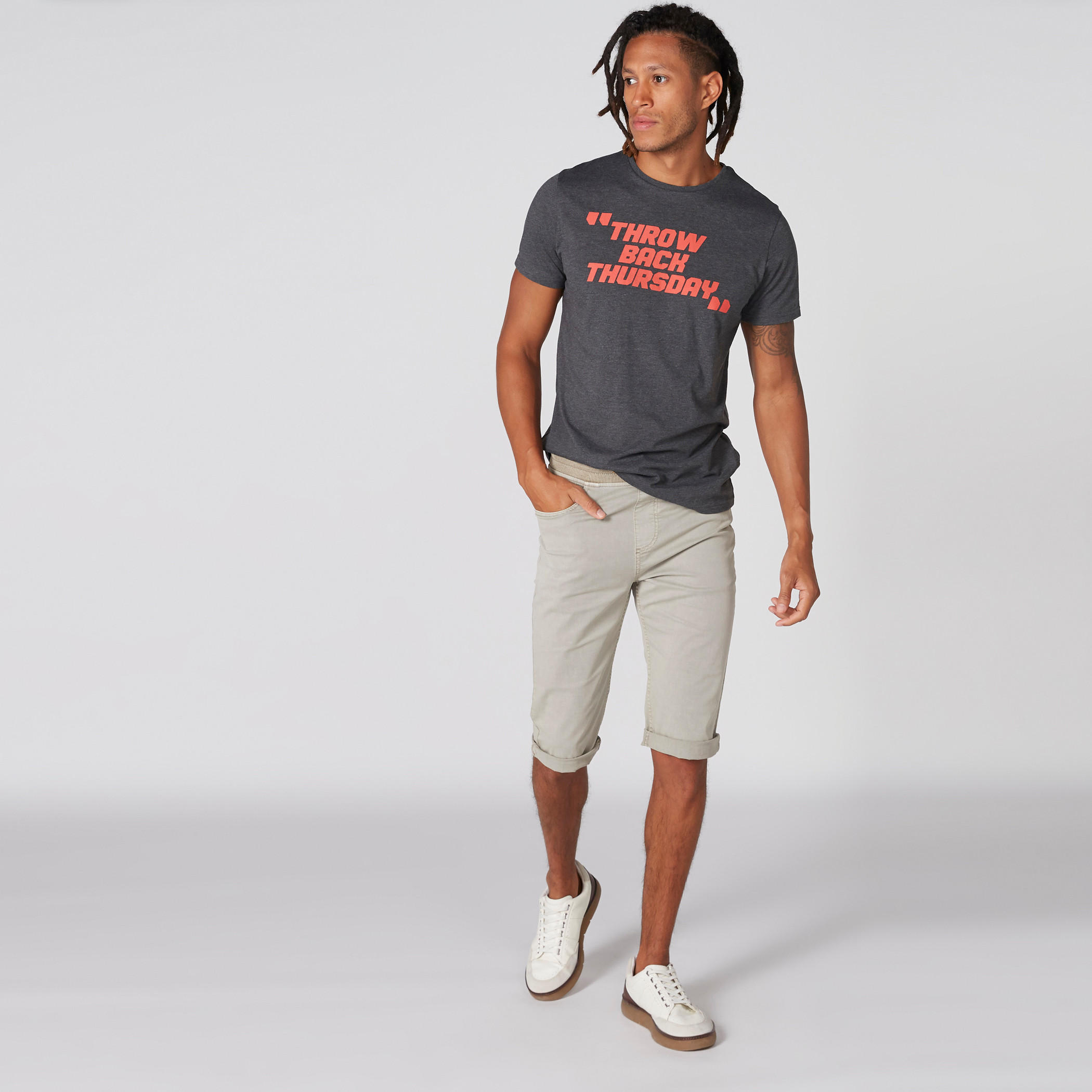 Printed T-Shirt with Round Neck and Short Sleeves-men-clothing-bottoms-shorts-image-1