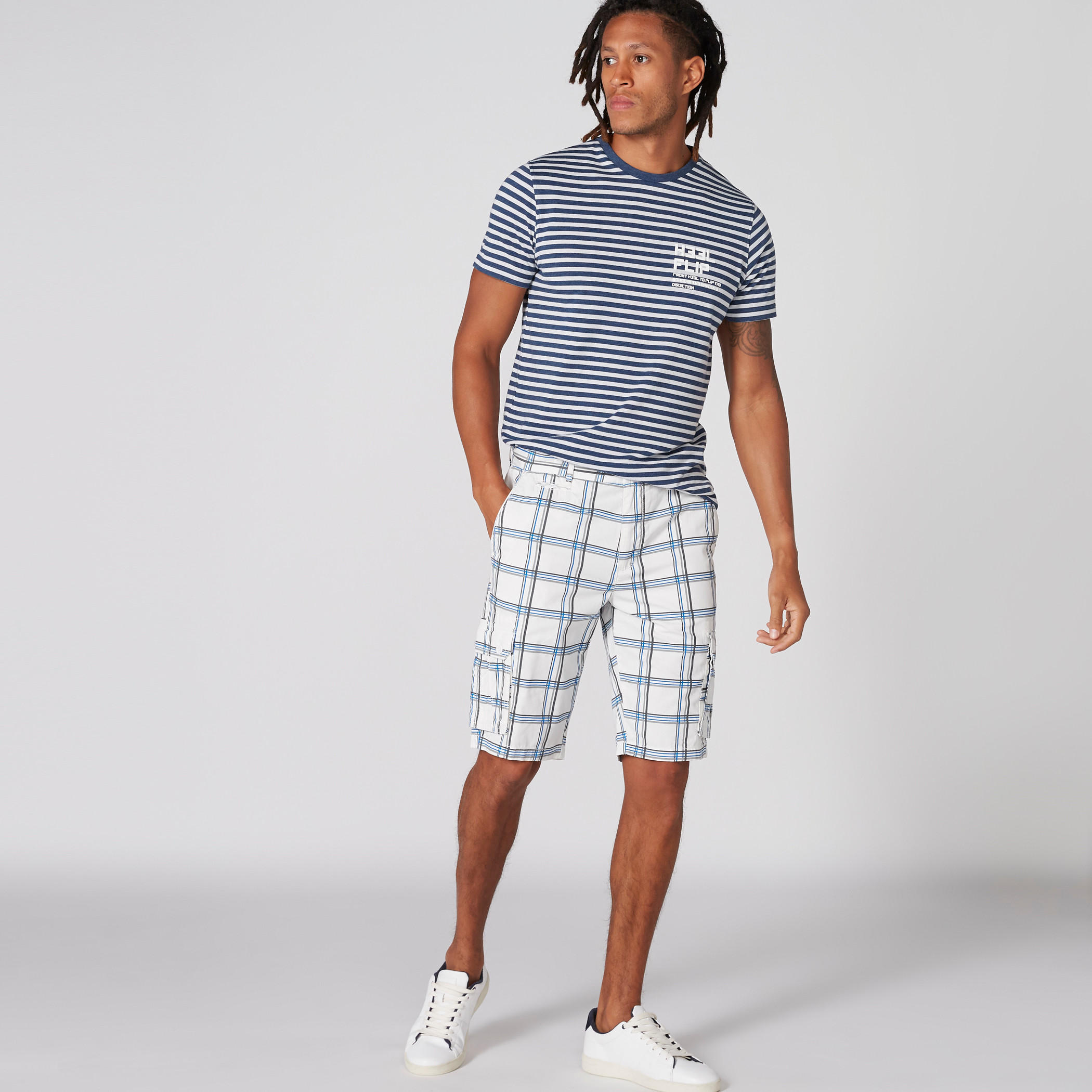 Chequered Shorts with Button Closure and Pocket Detail-men-clothing-bottoms-shorts-image-1