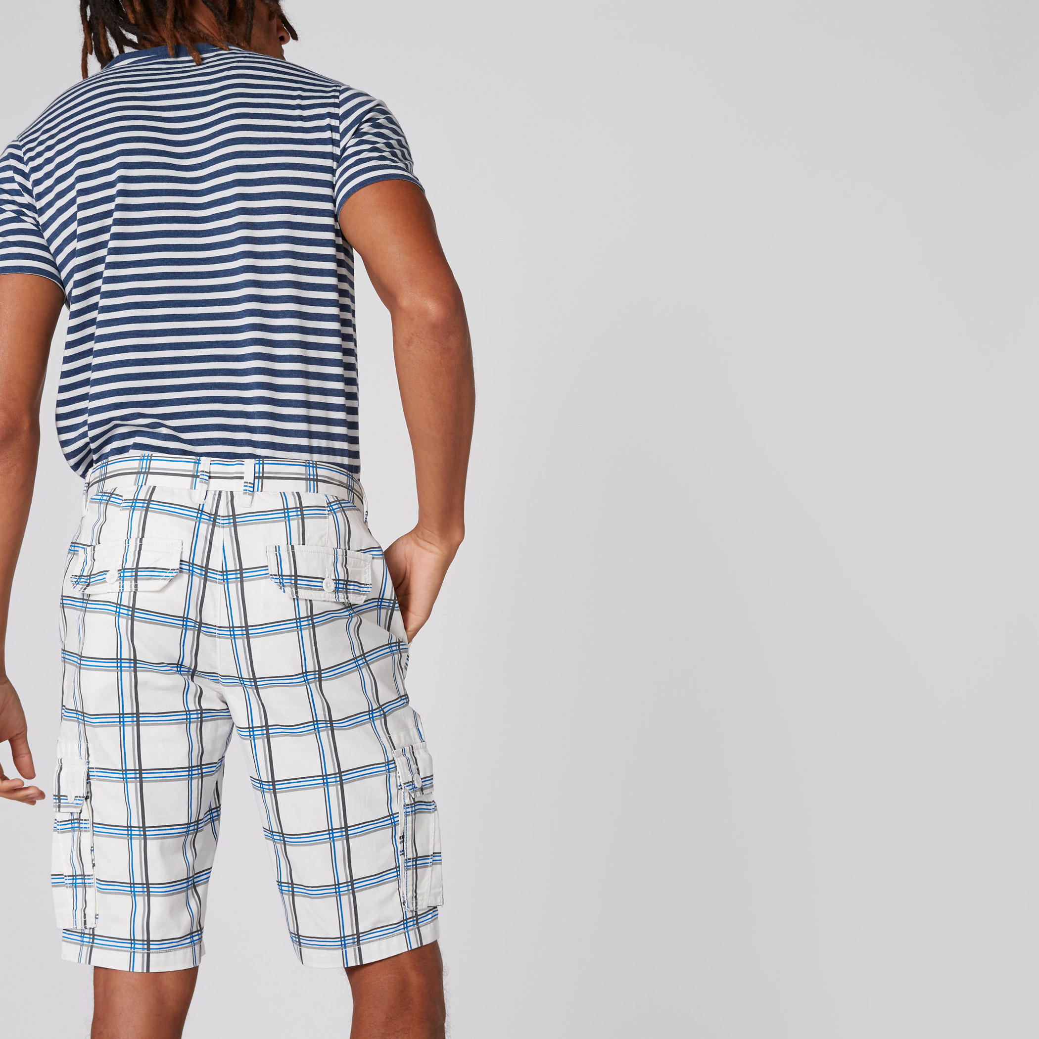 Chequered Shorts with Button Closure and Pocket Detail-men-clothing-bottoms-shorts-image-2