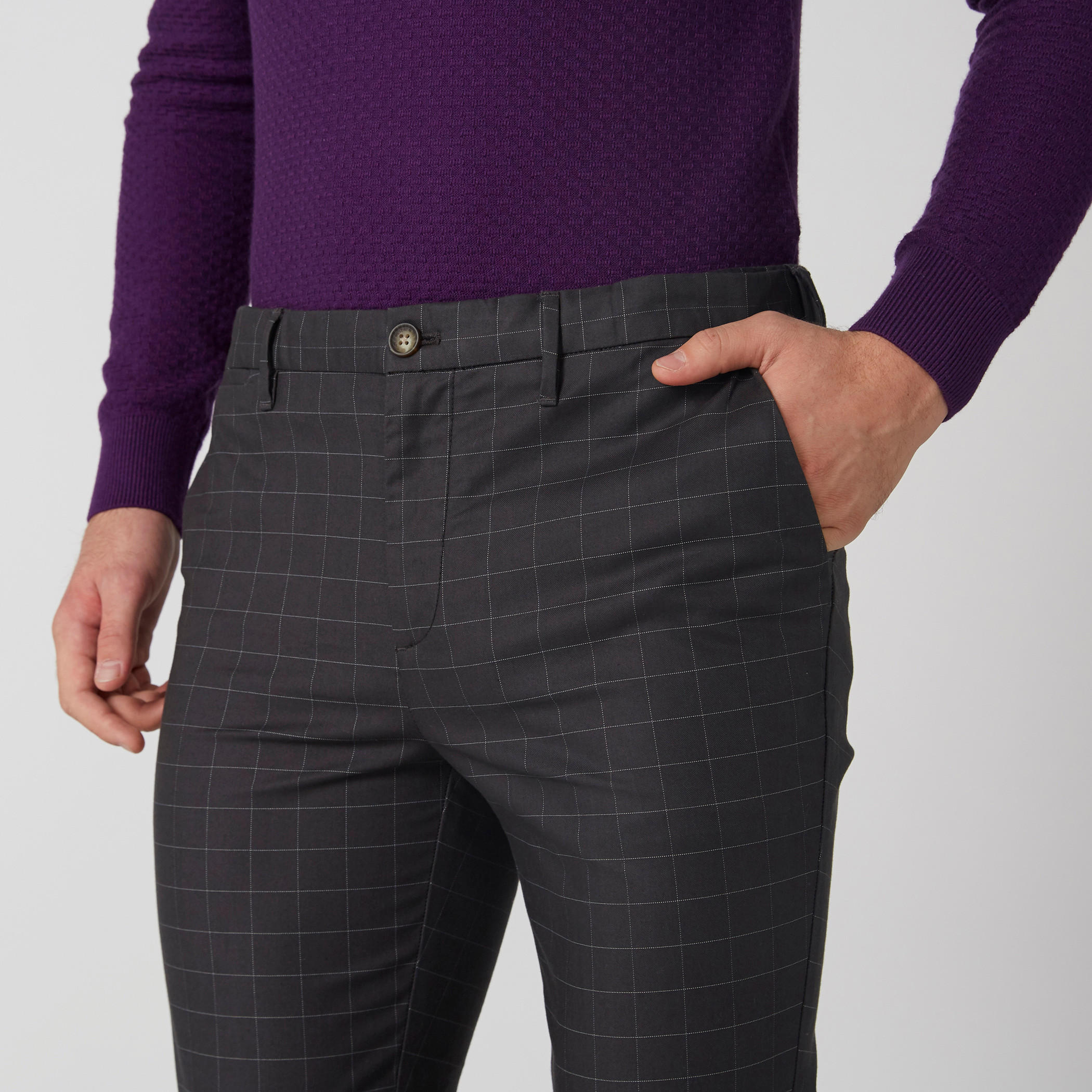 بنطال كاروهات طويل بزر إغلاق وجيوب-men-clothing-bottoms-trousersandchinos-trousers-image-5