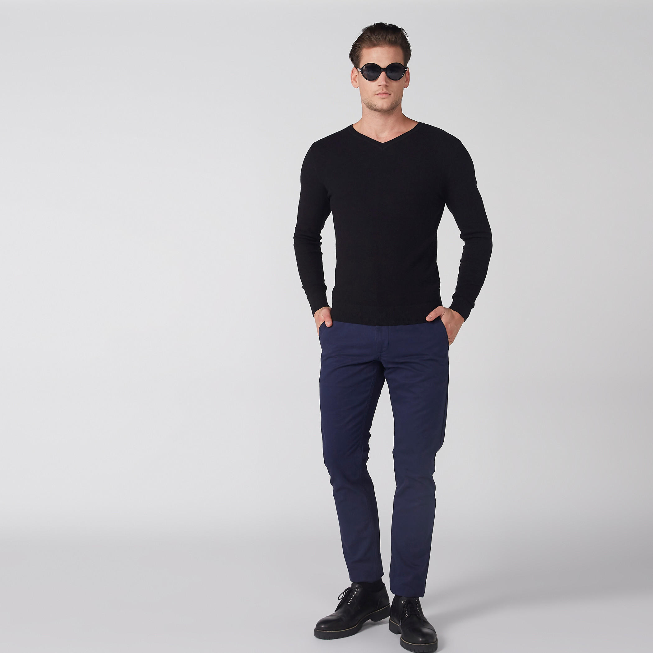 بنطال شينو طويل بزر إغلاق وجيوب-men-clothing-bottoms-trousersandchinos-trousers-image-2