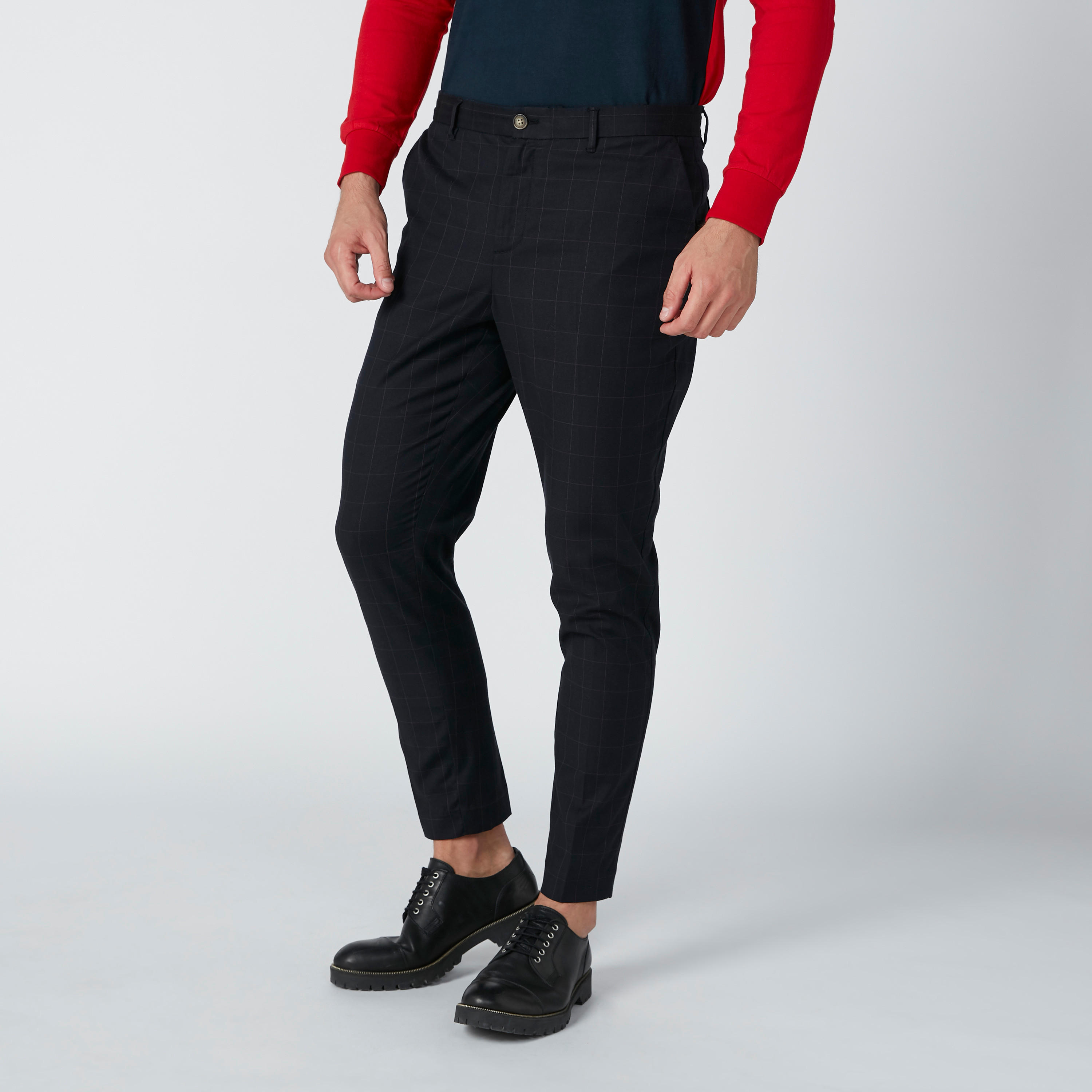 بنطال شينو بخصر متوسط الارتفاع وجيوب وحلقات للحزام-men-clothing-bottoms-trousersandchinos-trousers-image-1