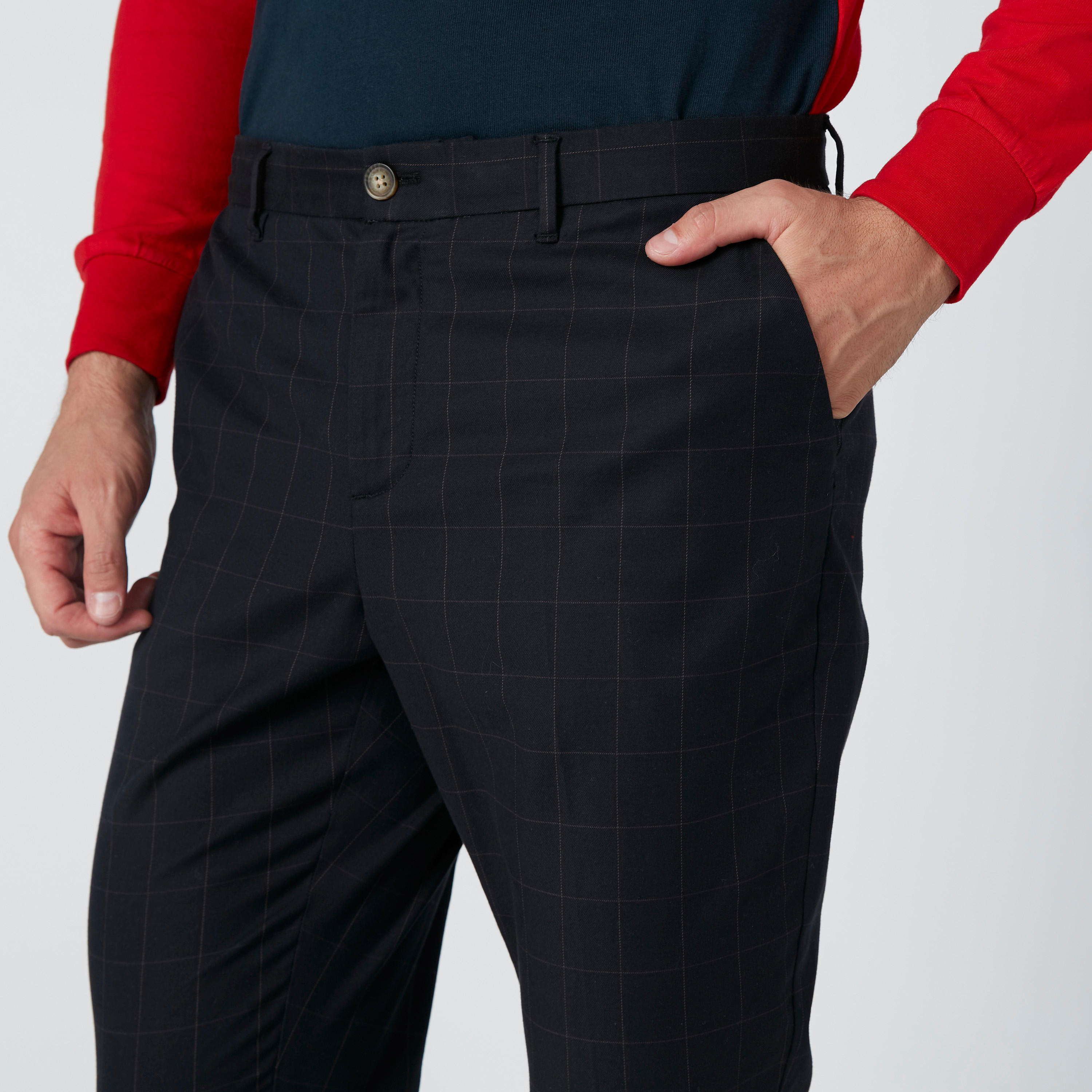 بنطال شينو بخصر متوسط الارتفاع وجيوب وحلقات للحزام-men-clothing-bottoms-trousersandchinos-trousers-image-5